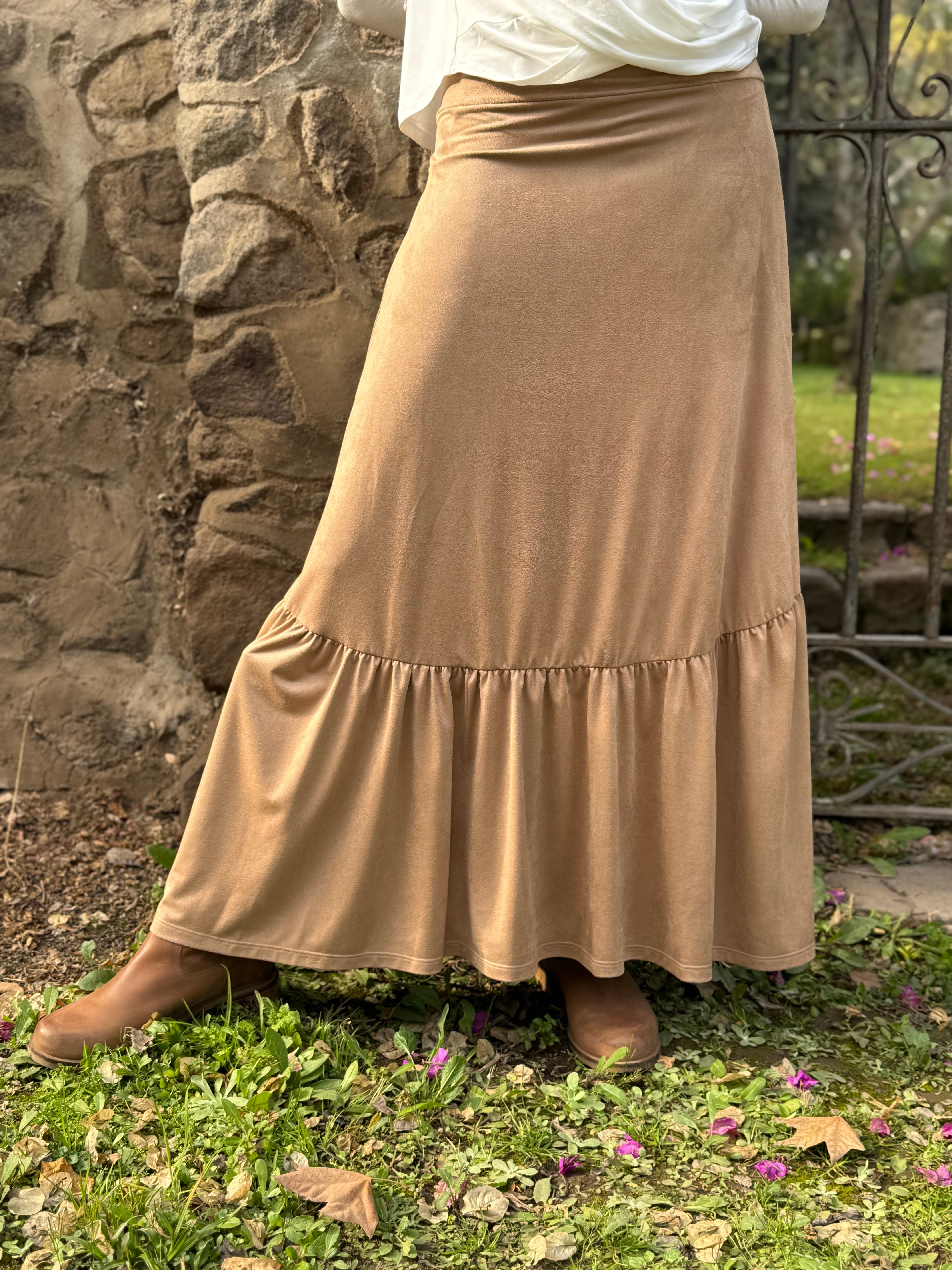 POLLERA GAMUZA BEIGE
