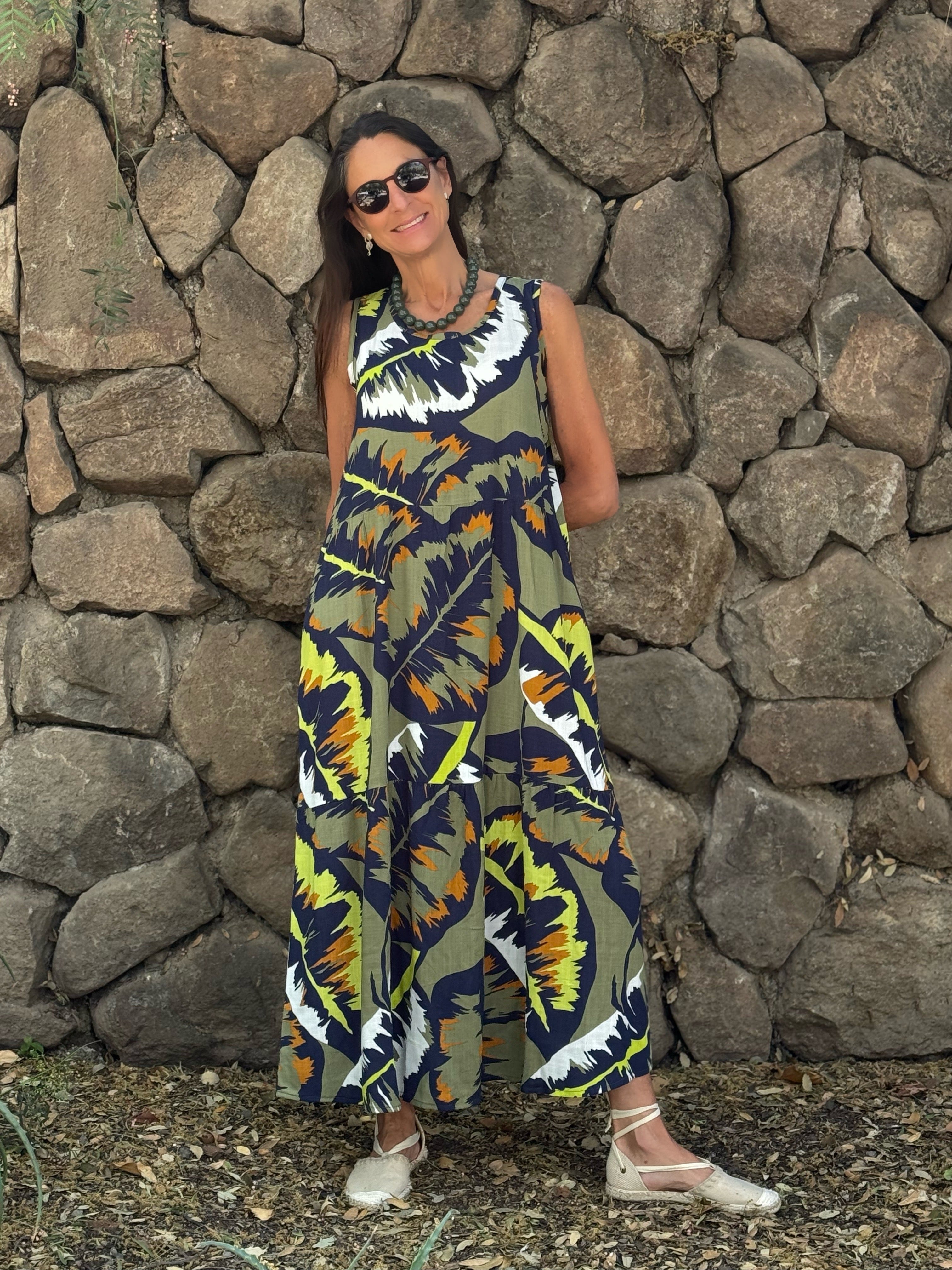 VESTIDO ISA ESTAMPADO AZUL MARINO