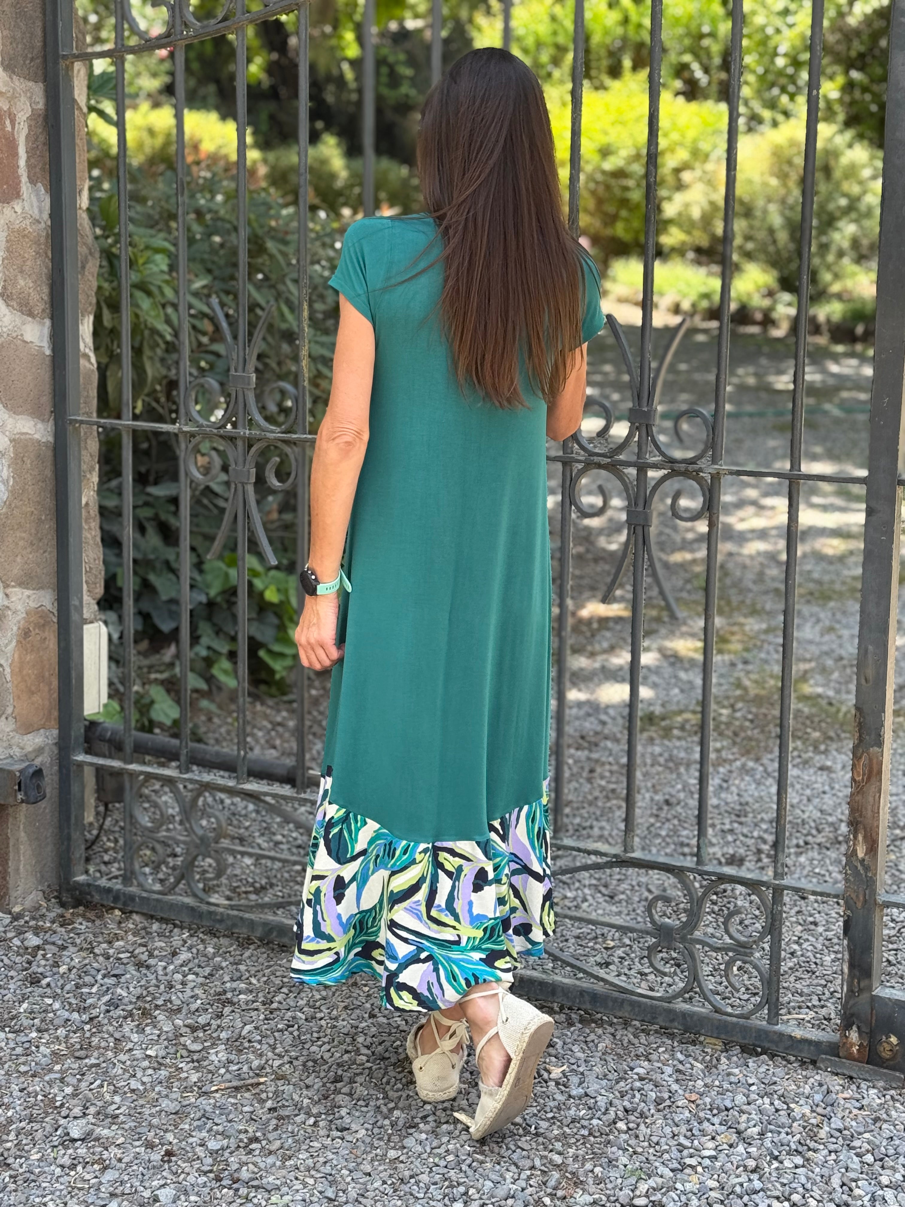 VESTIDO LUISA BICOLOR PETRÓLEO