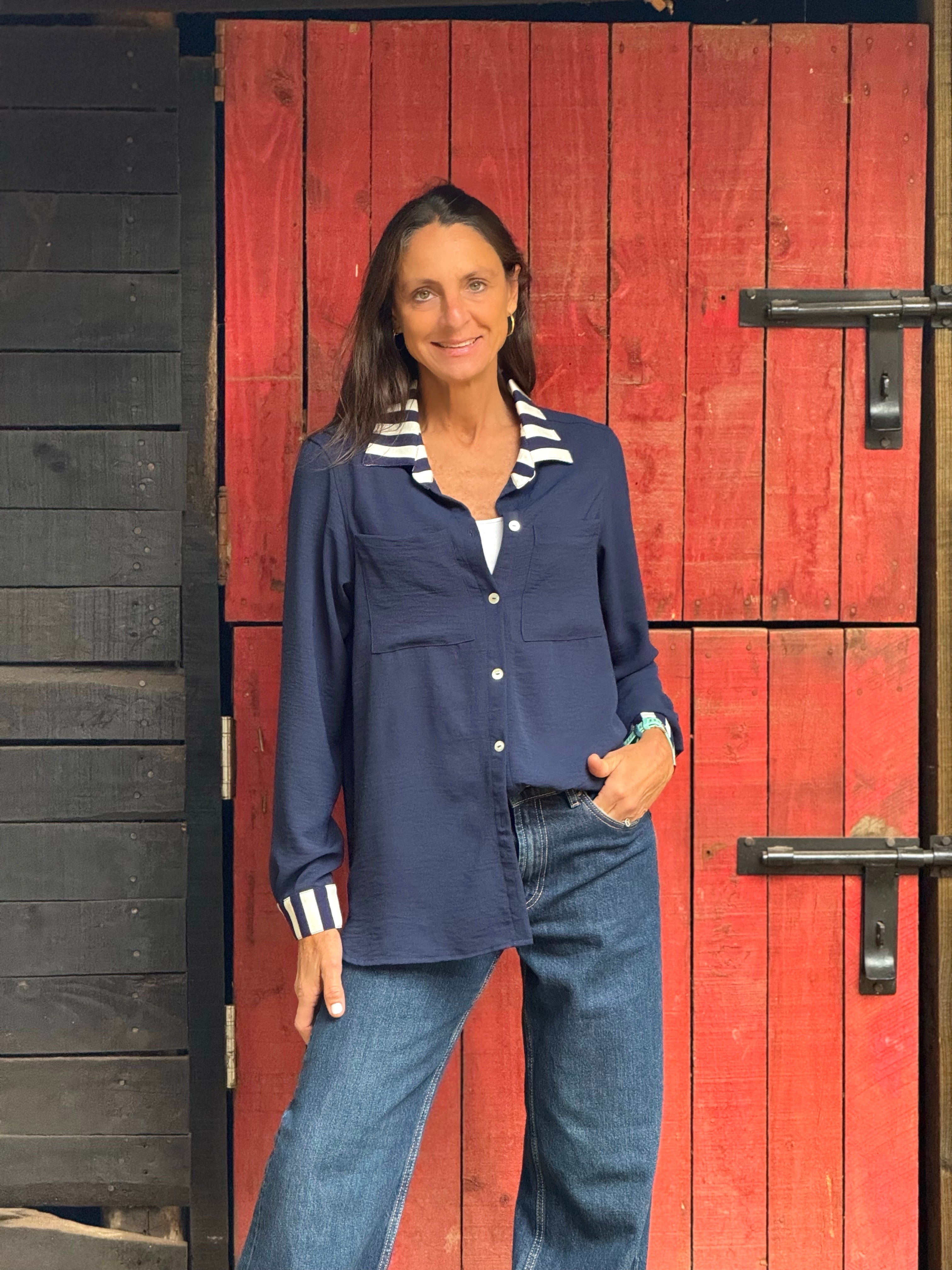 BLUSA ALICIA AZUL RAYADO