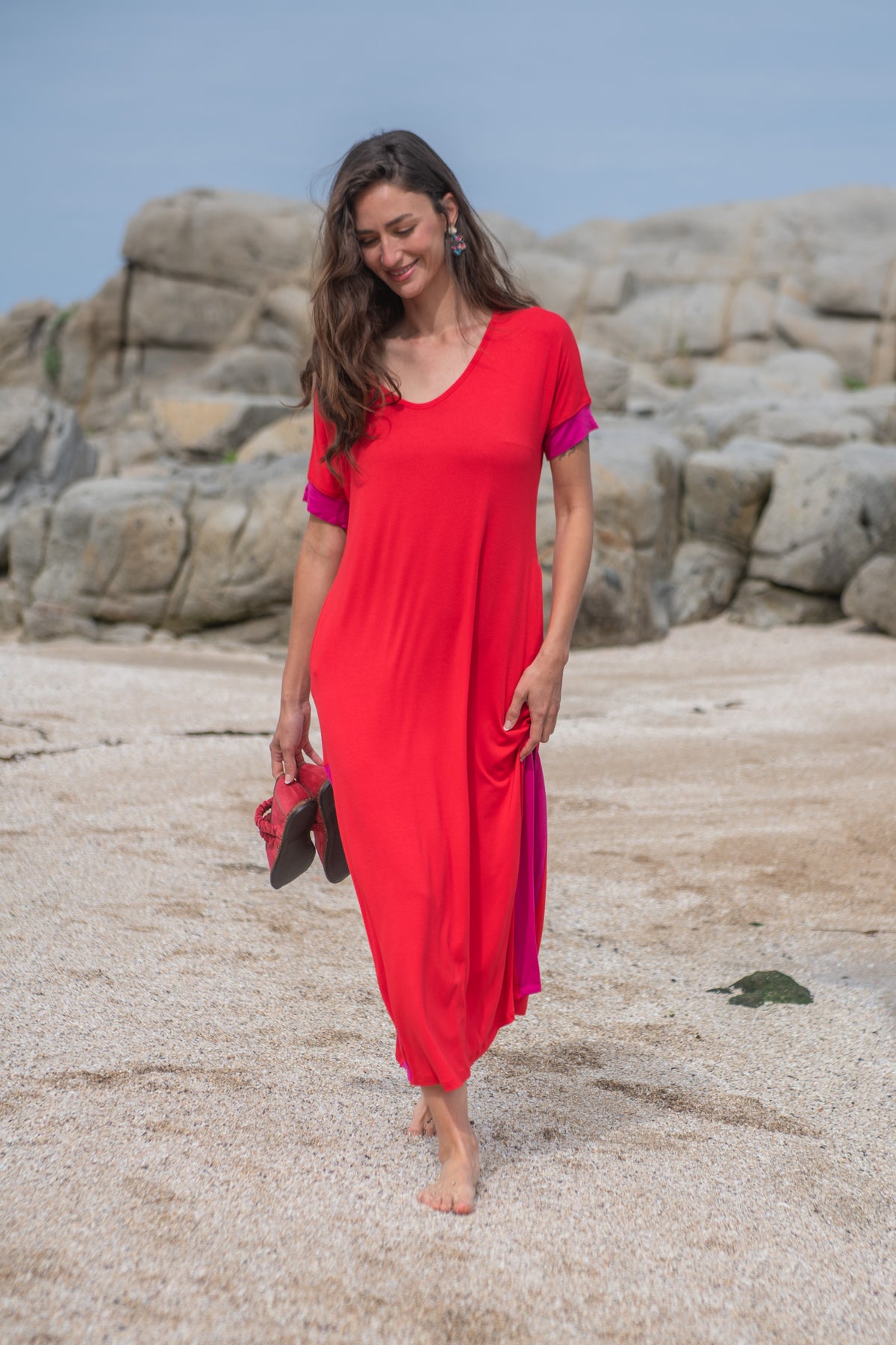 VESTIDO FLORIANAPOLIS 27 ROJO-FUCSIA