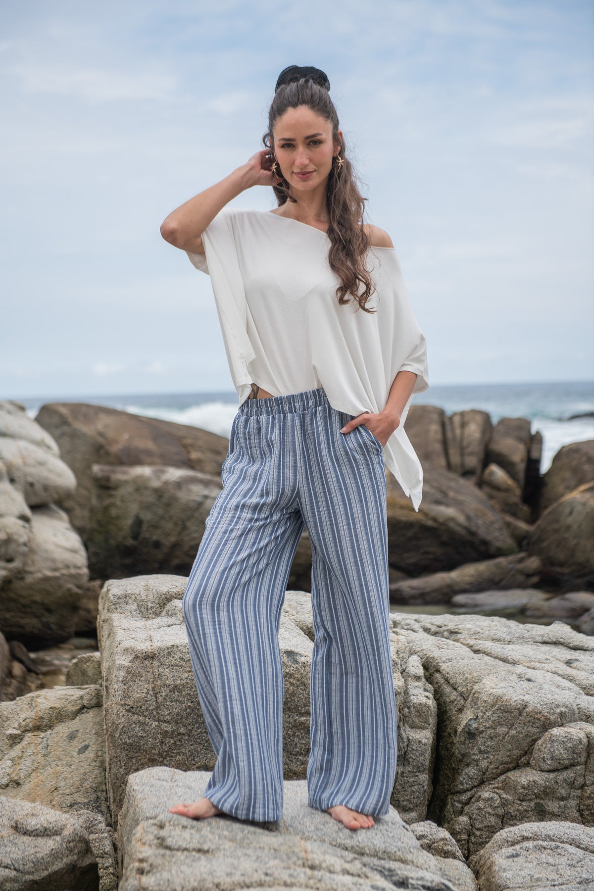 PANTALÓN RAYADO AZUL