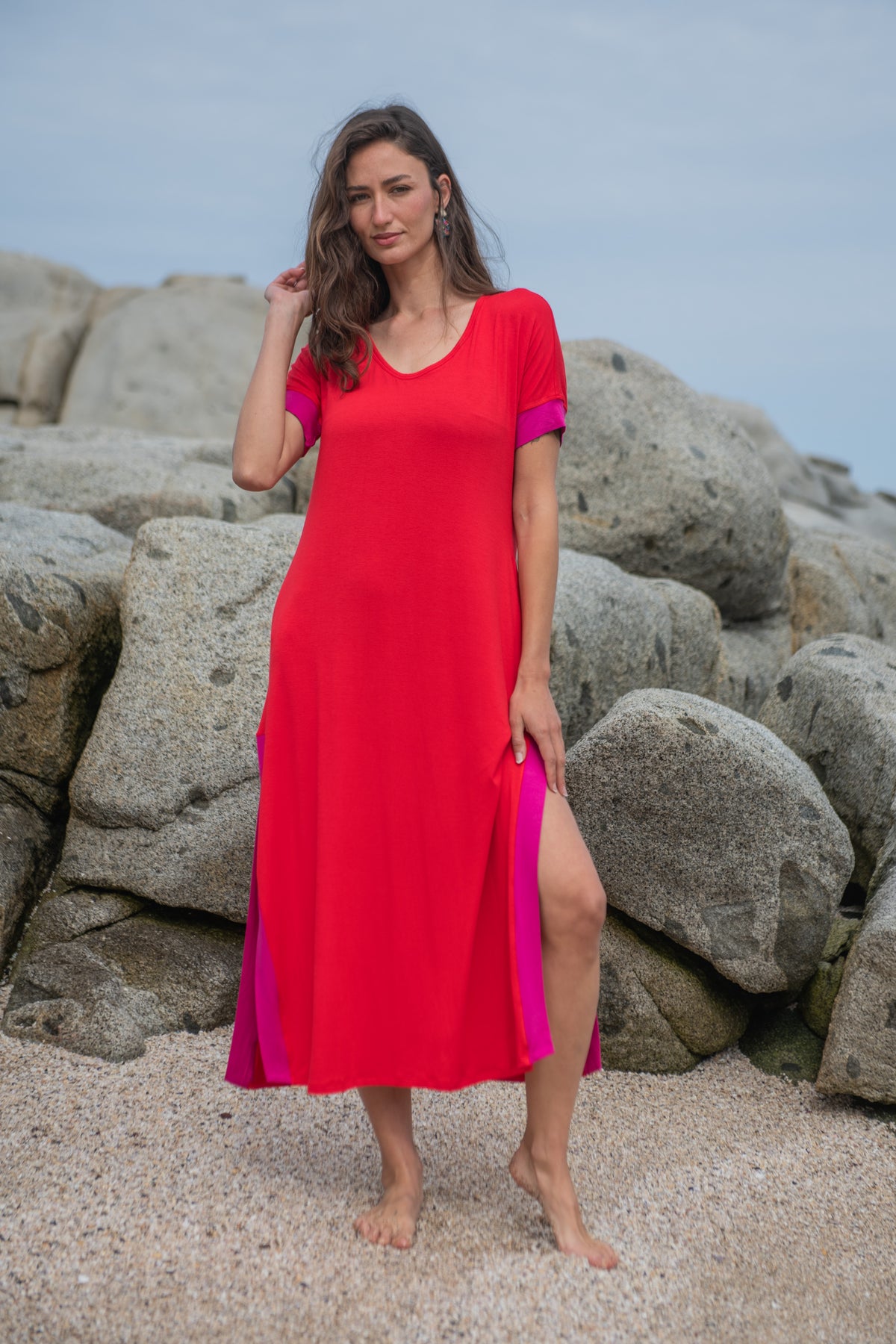 VESTIDO FLORIANAPOLIS 27 ROJO-FUCSIA