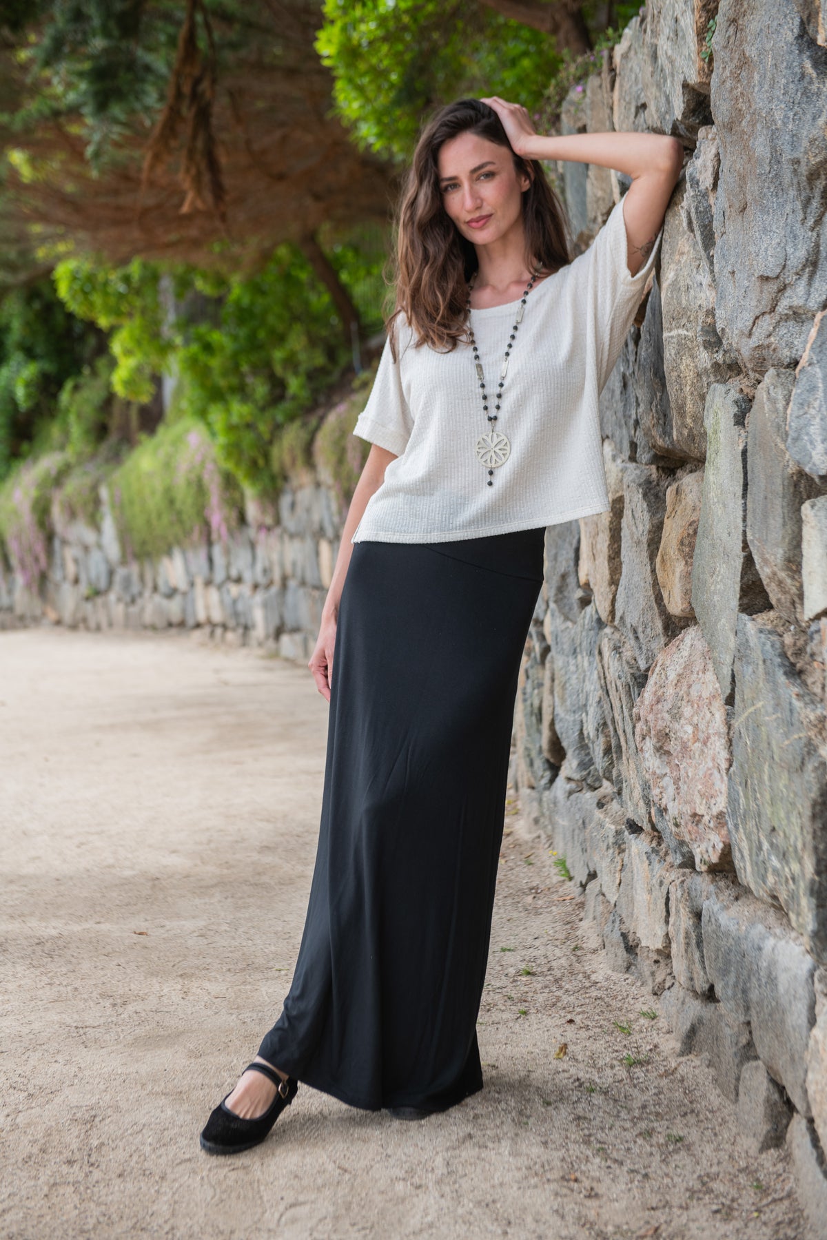 FALDA ROSITA ALGODÓN NEGRO