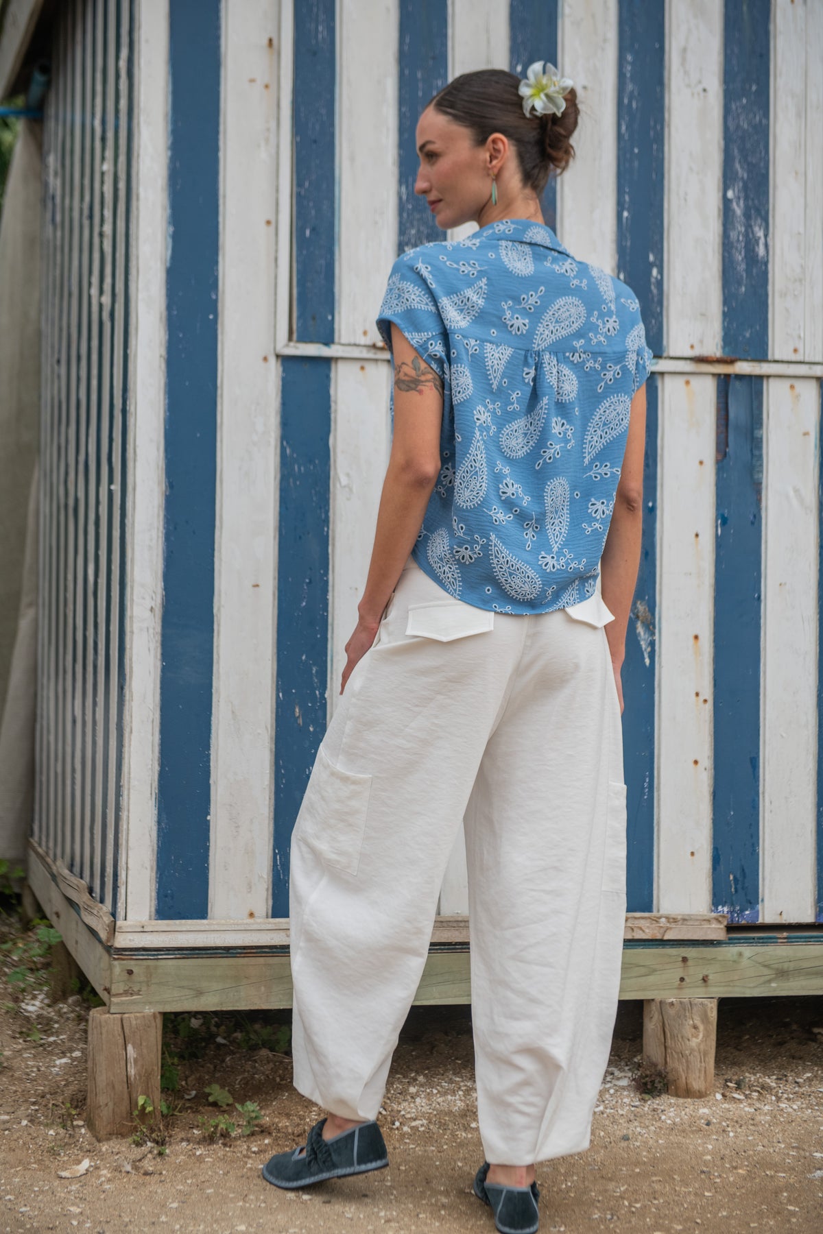 BLUSA NUDO PRIMAVERA CELESTE