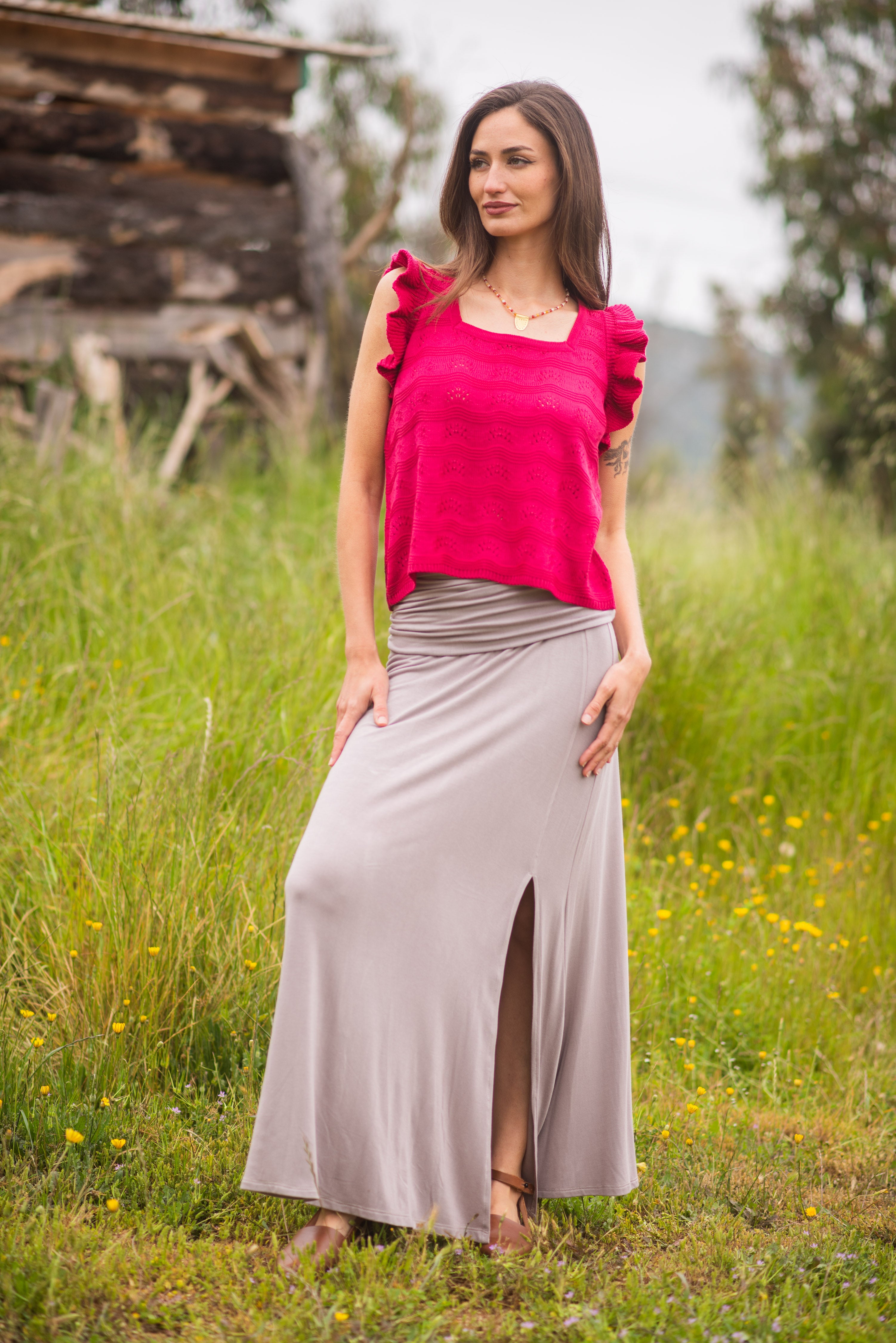 POLERA TEJIDA ABANICO