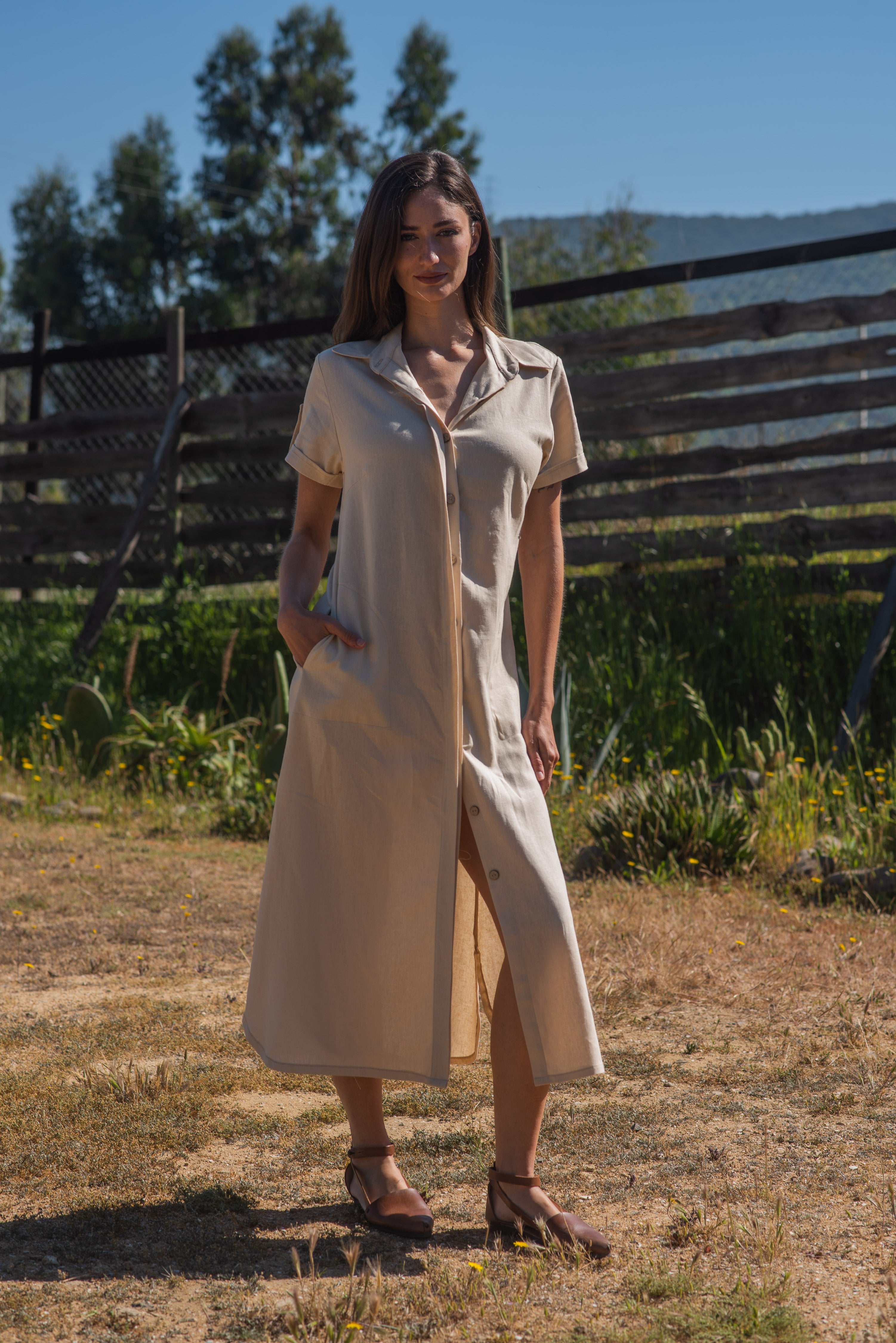 VESTIDO LINO LAVANDA ARENA