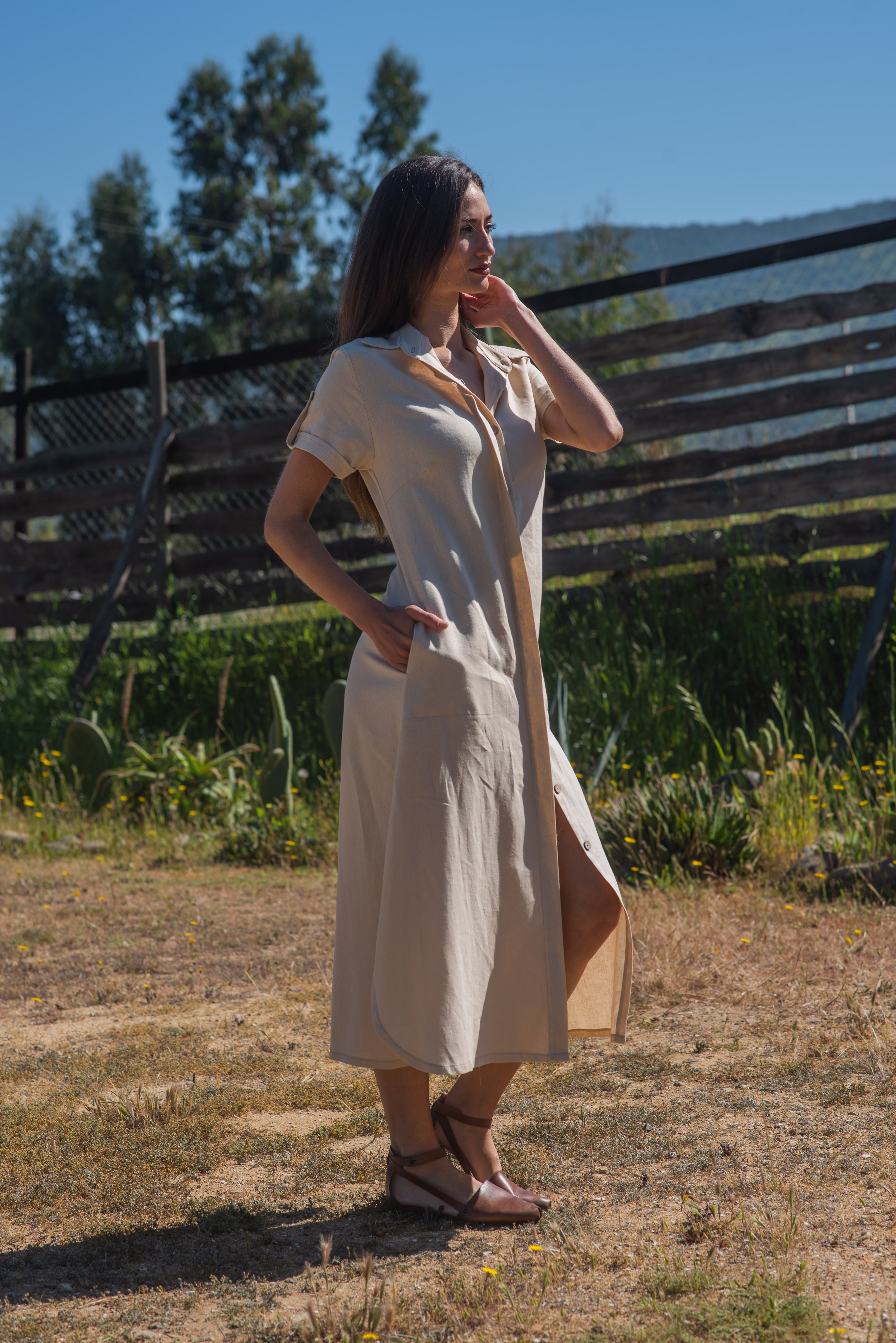 VESTIDO LINO LAVANDA