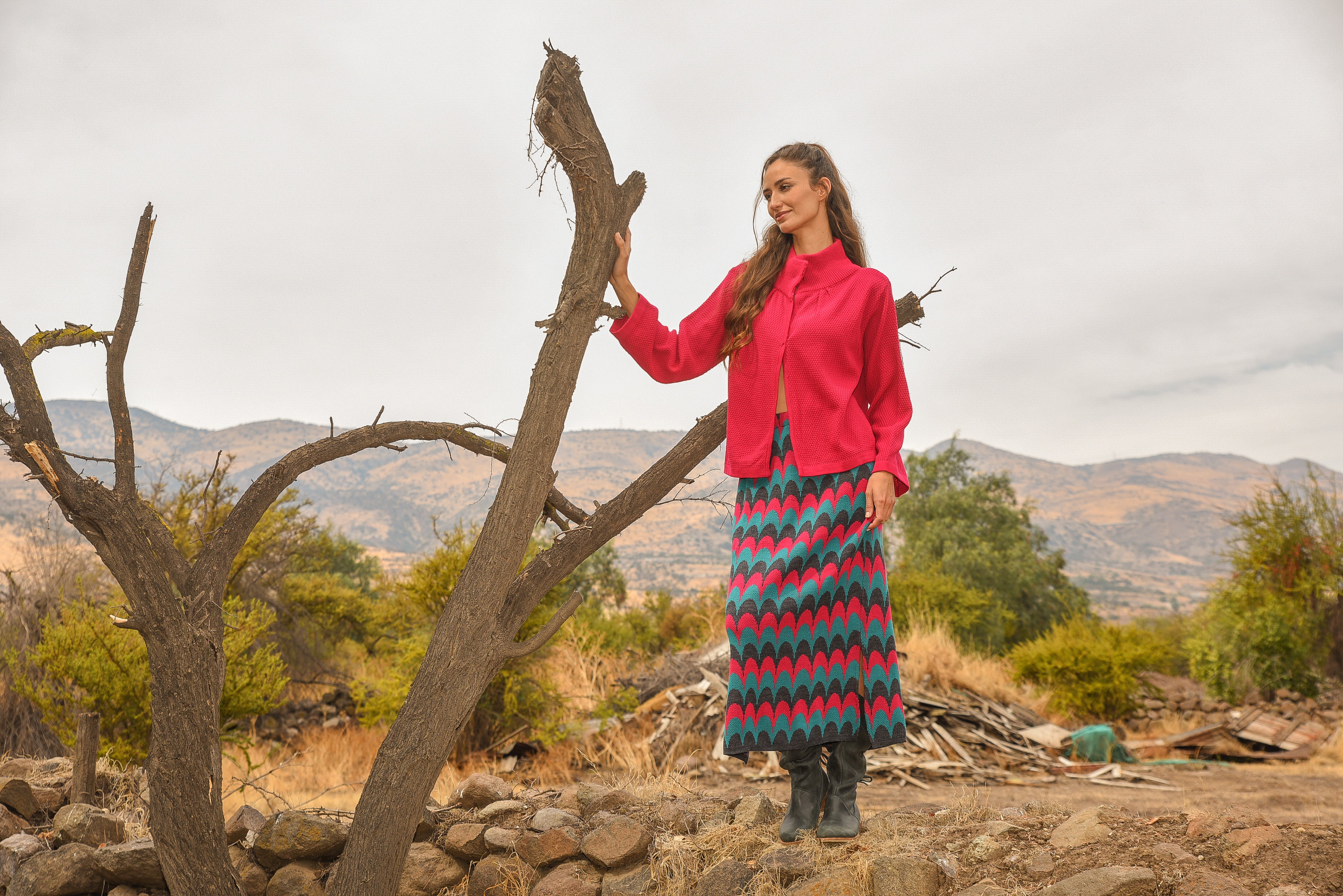 POLLERA TEJIDA ONDAS