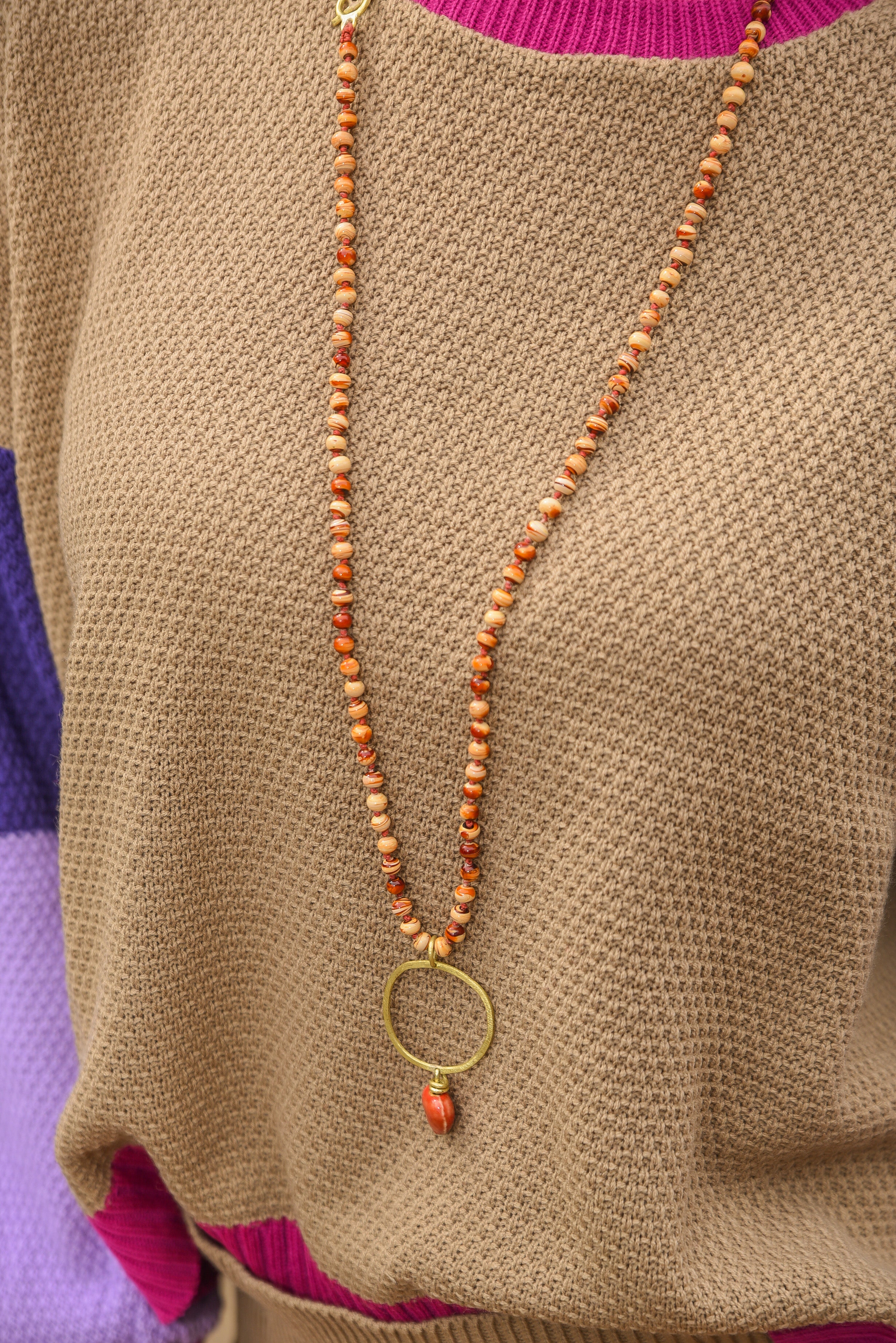 COLLAR PIEDRA COLGANTE BRONCE