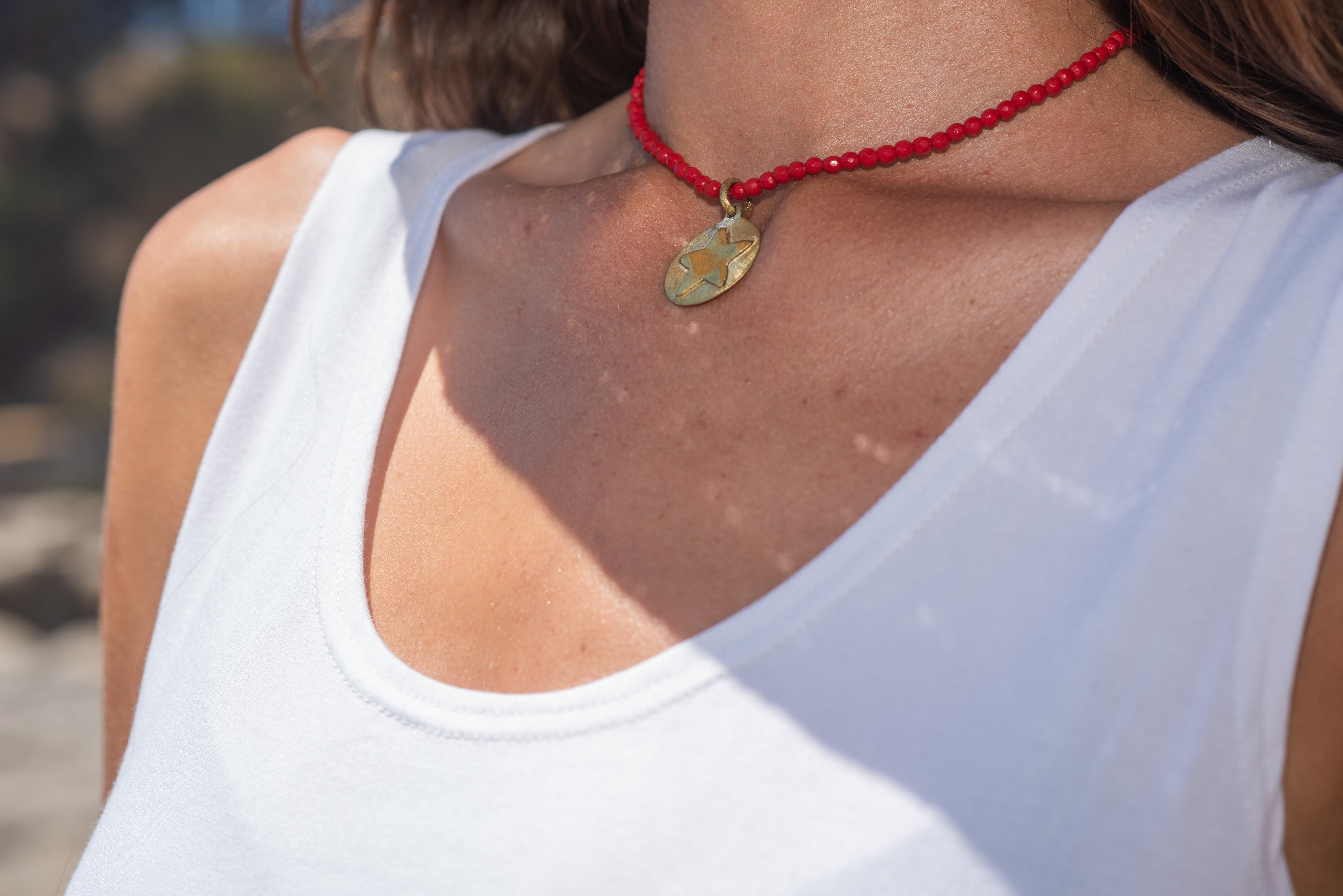 COLLAR PIEDRAS COLGANTE ESTRELLA BRONCE