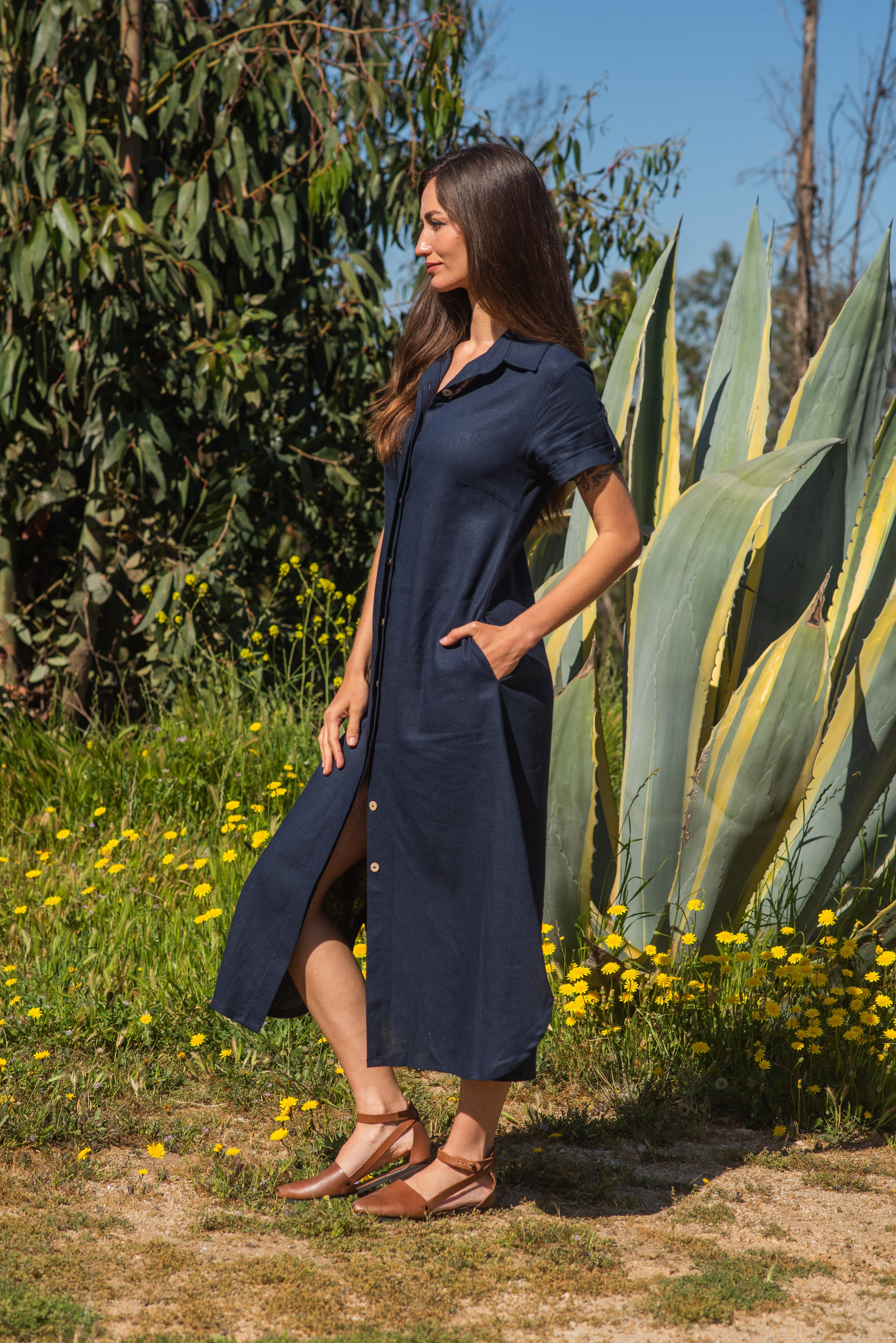 VESTIDO LINO LAVANDA