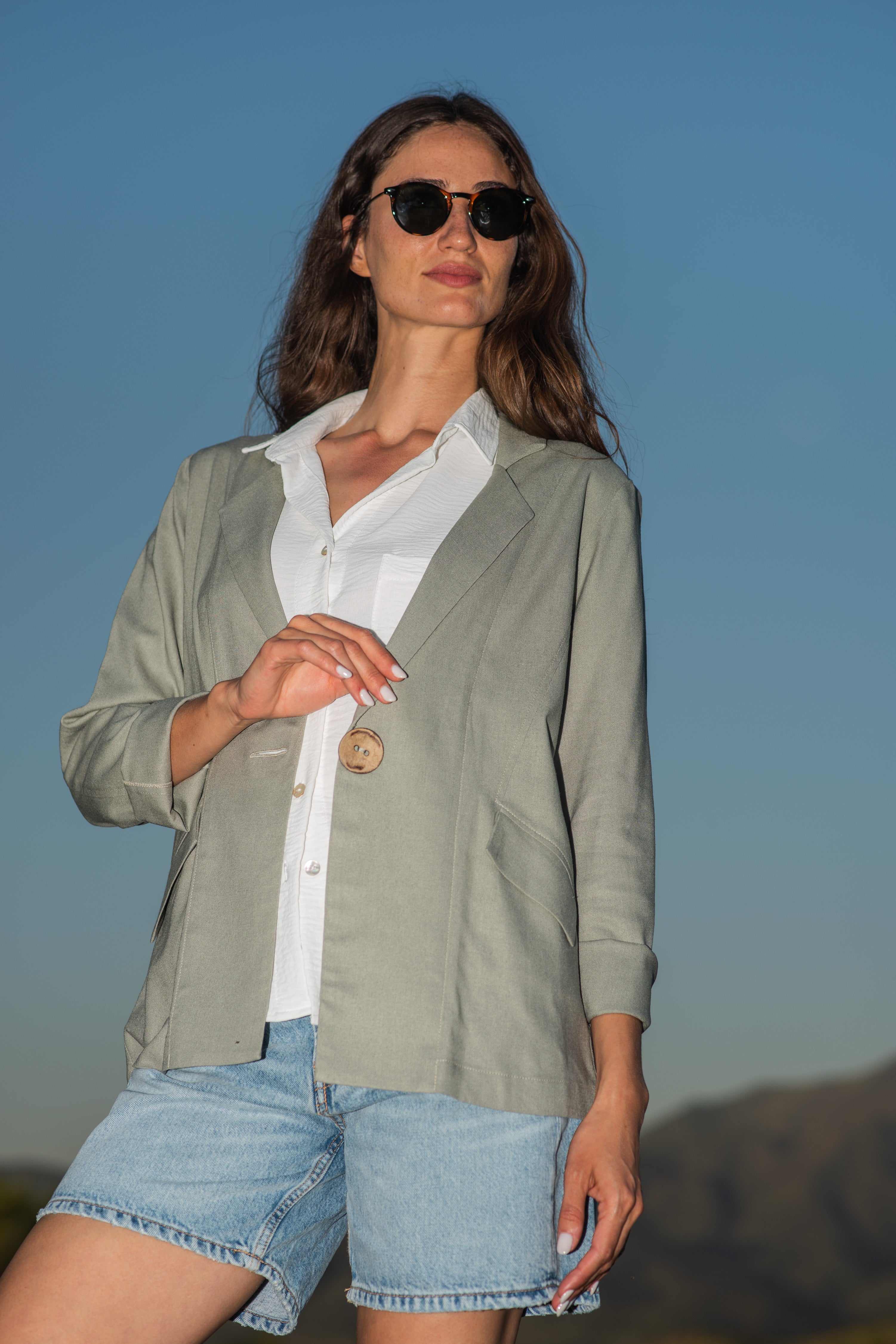 BLAZER LINO 1 BOTÓN OLIVA