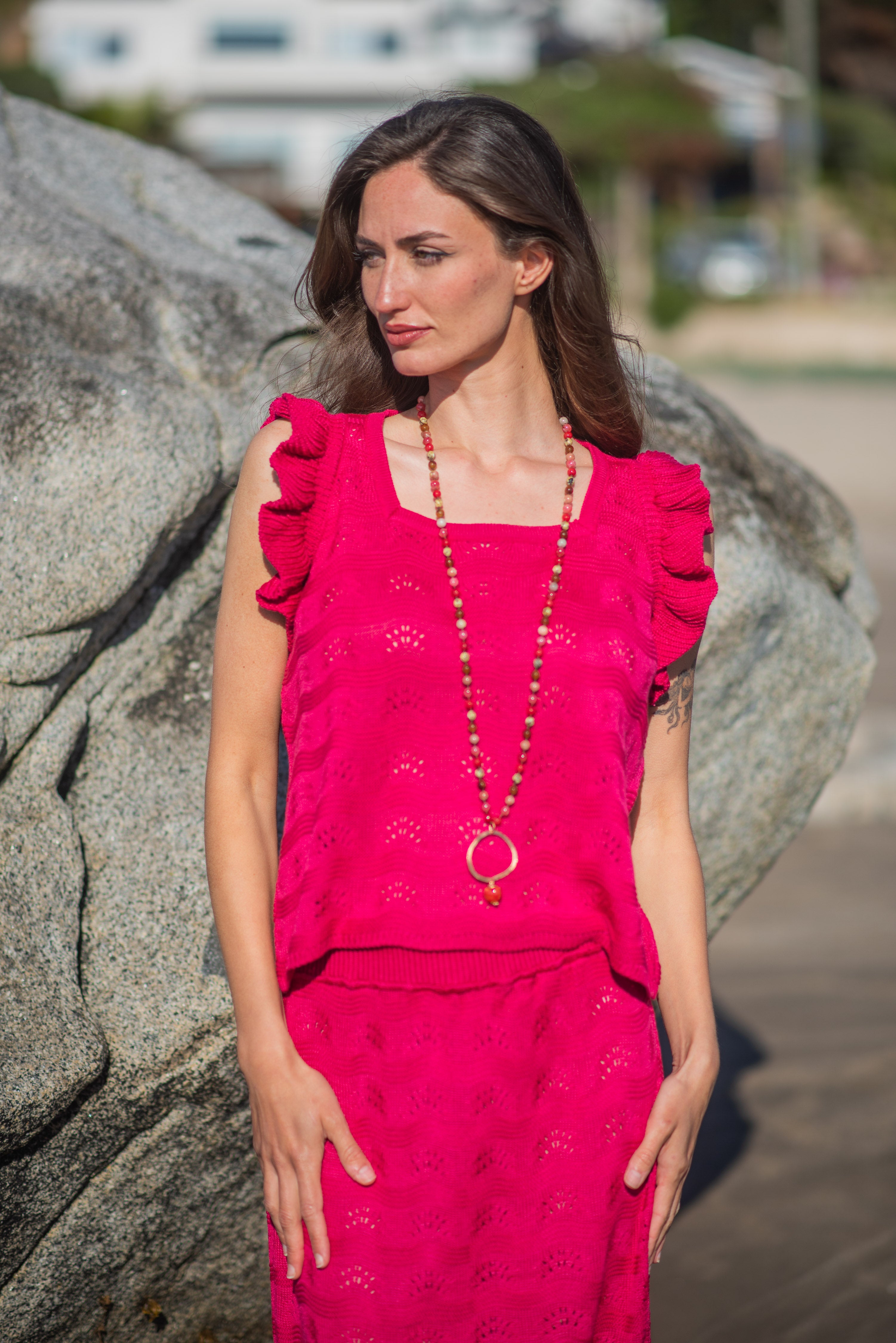 POLERA TEJIDA ABANICO