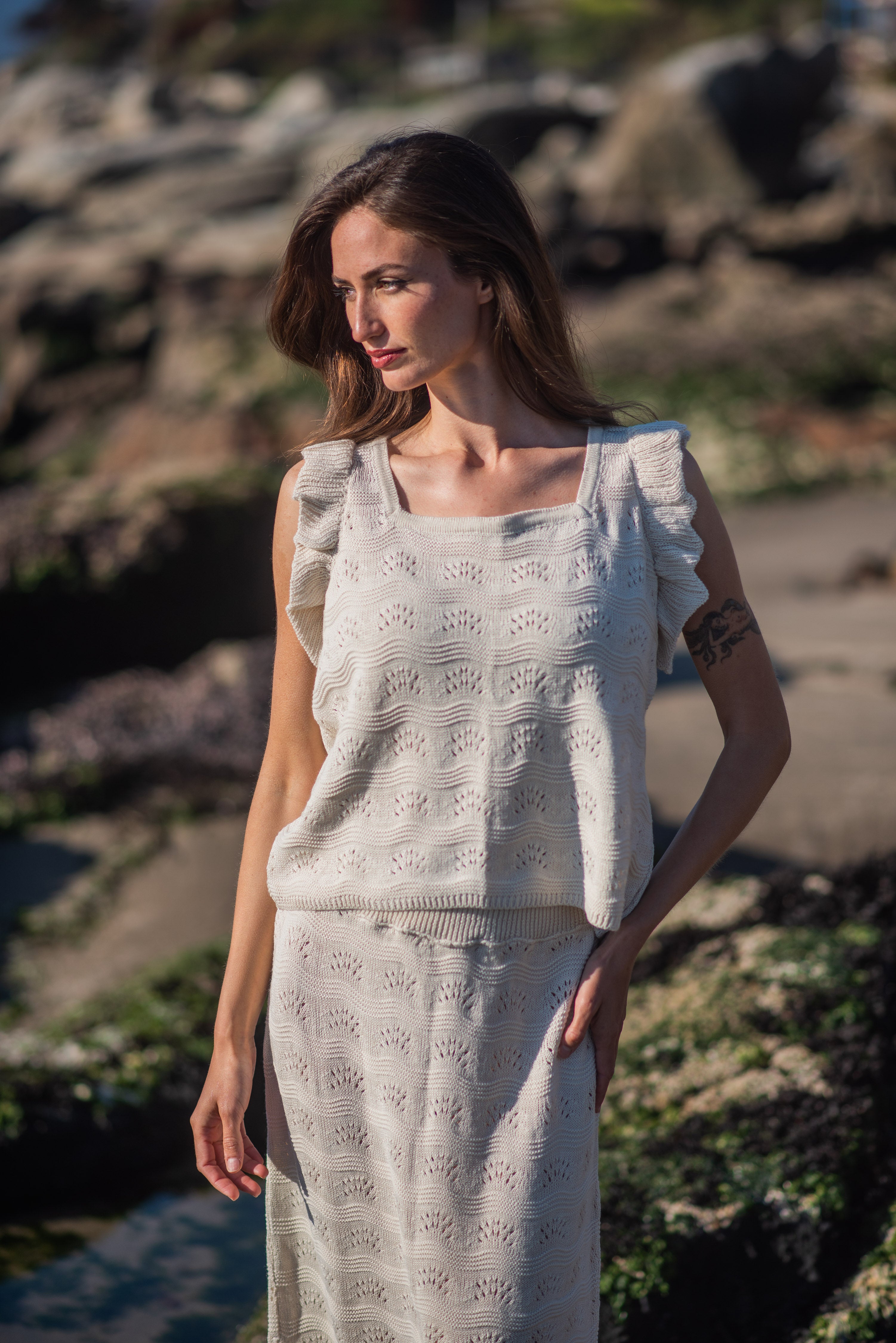 POLERA TEJIDA ABANICO