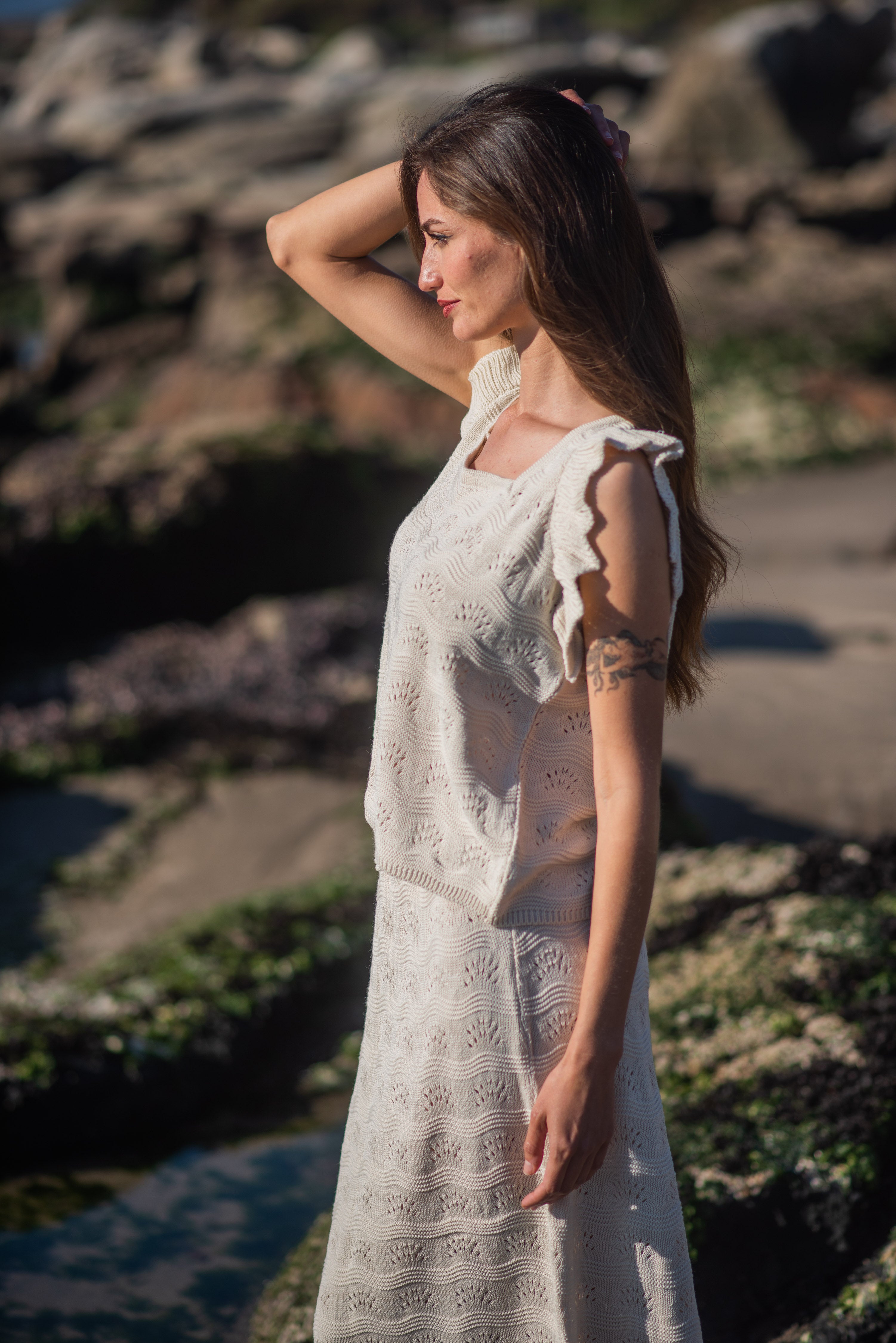 POLERA TEJIDA ABANICO