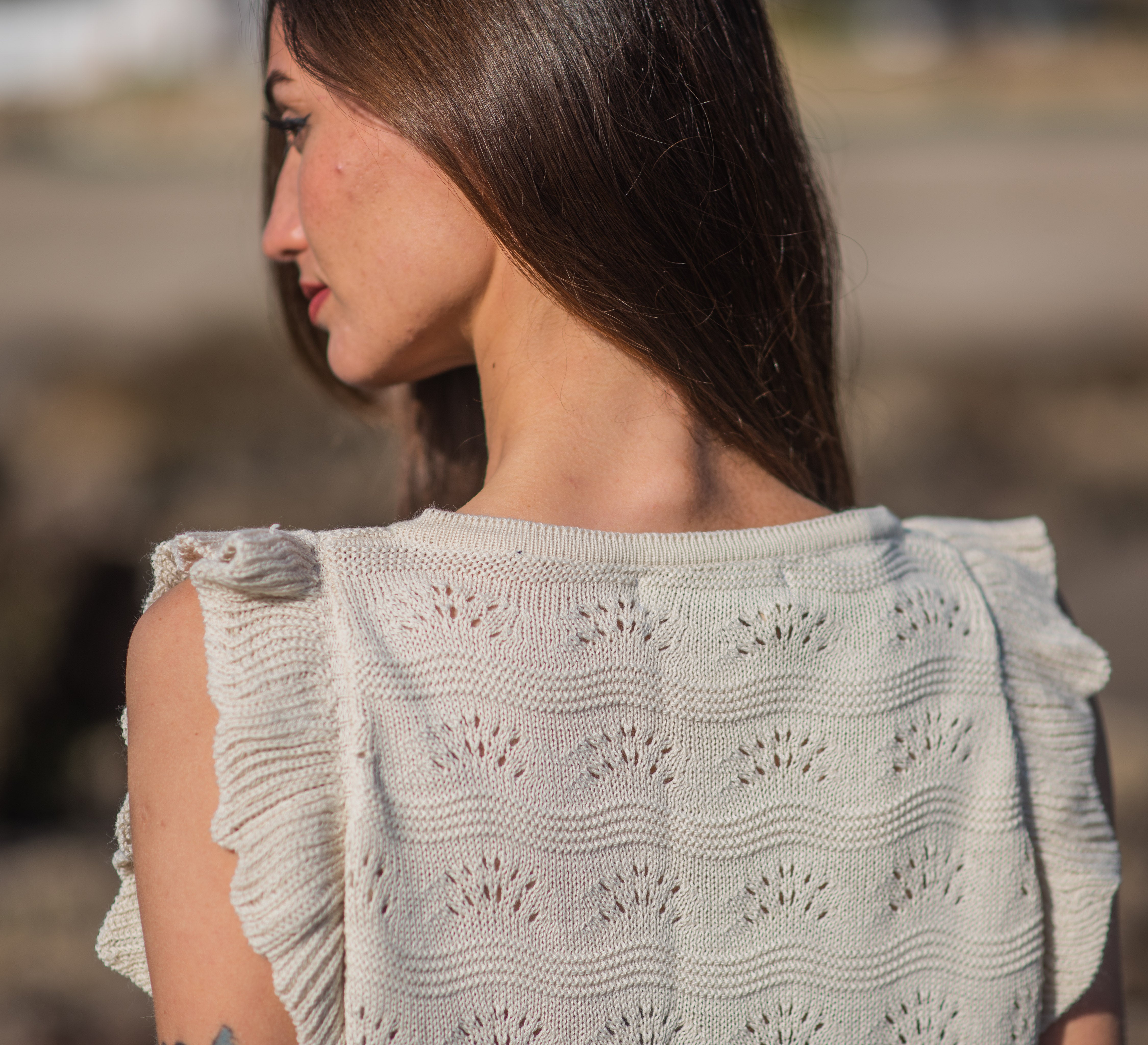 POLERA TEJIDA ABANICO