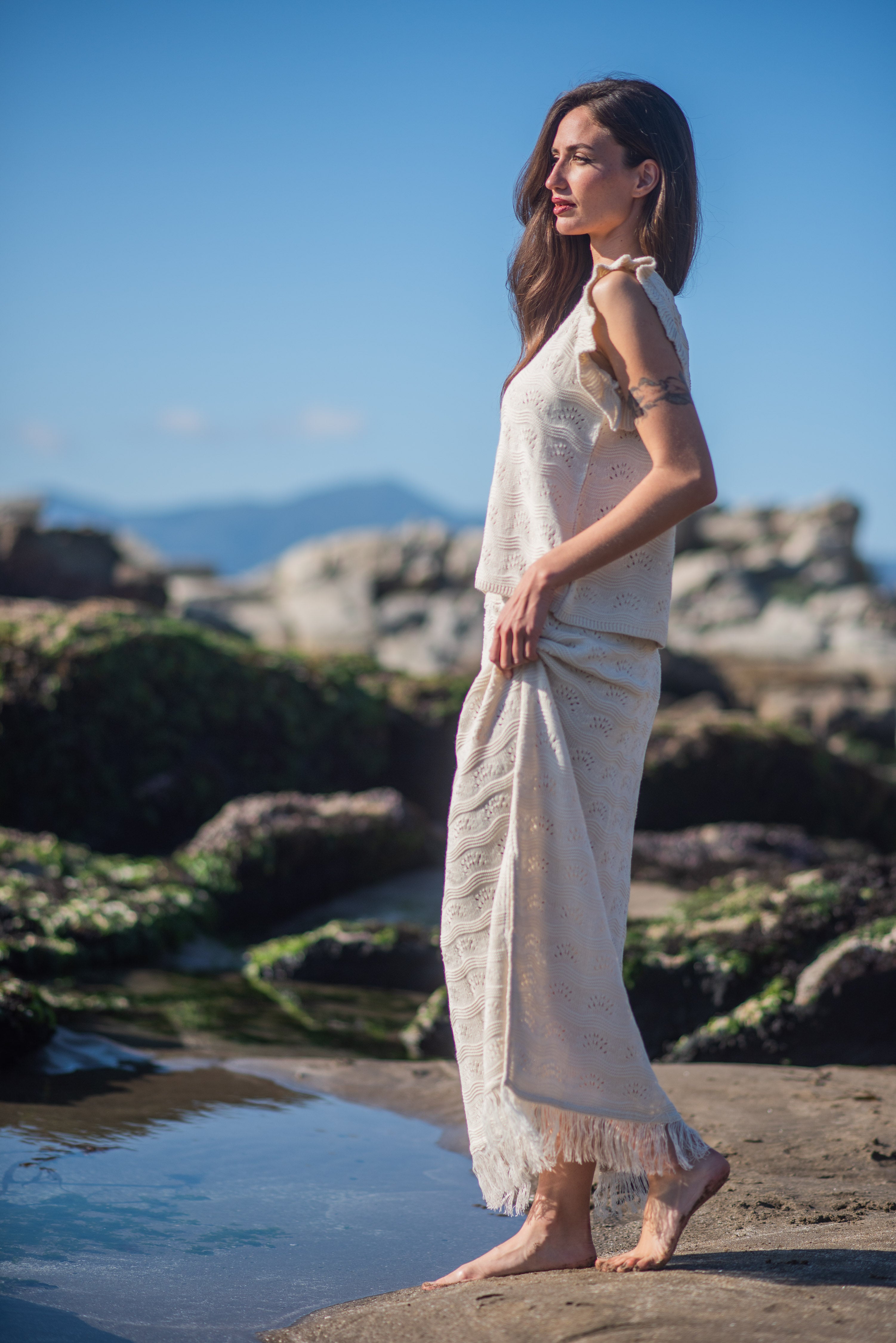 POLERA TEJIDA ABANICO