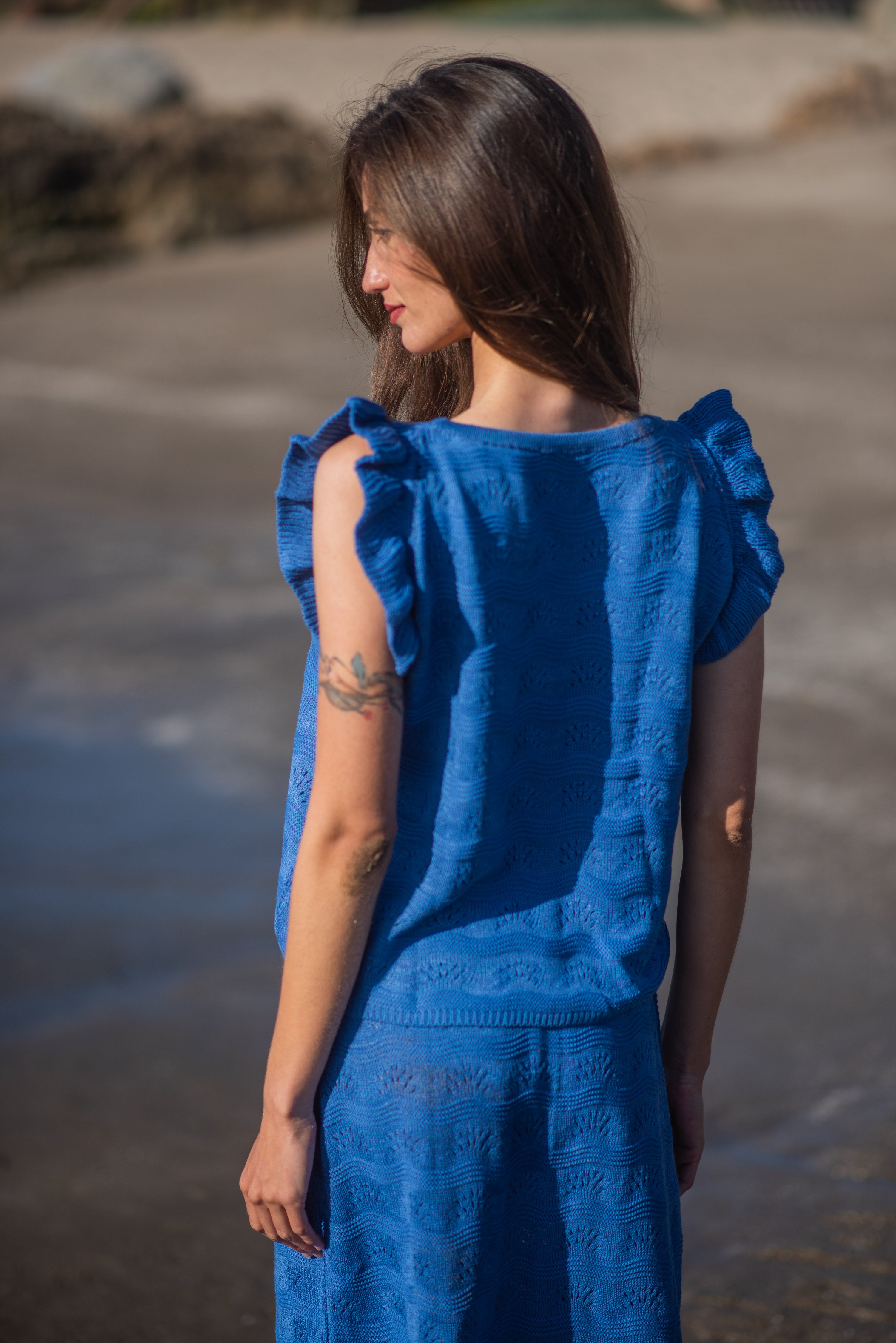 POLERA TEJIDA ABANICO