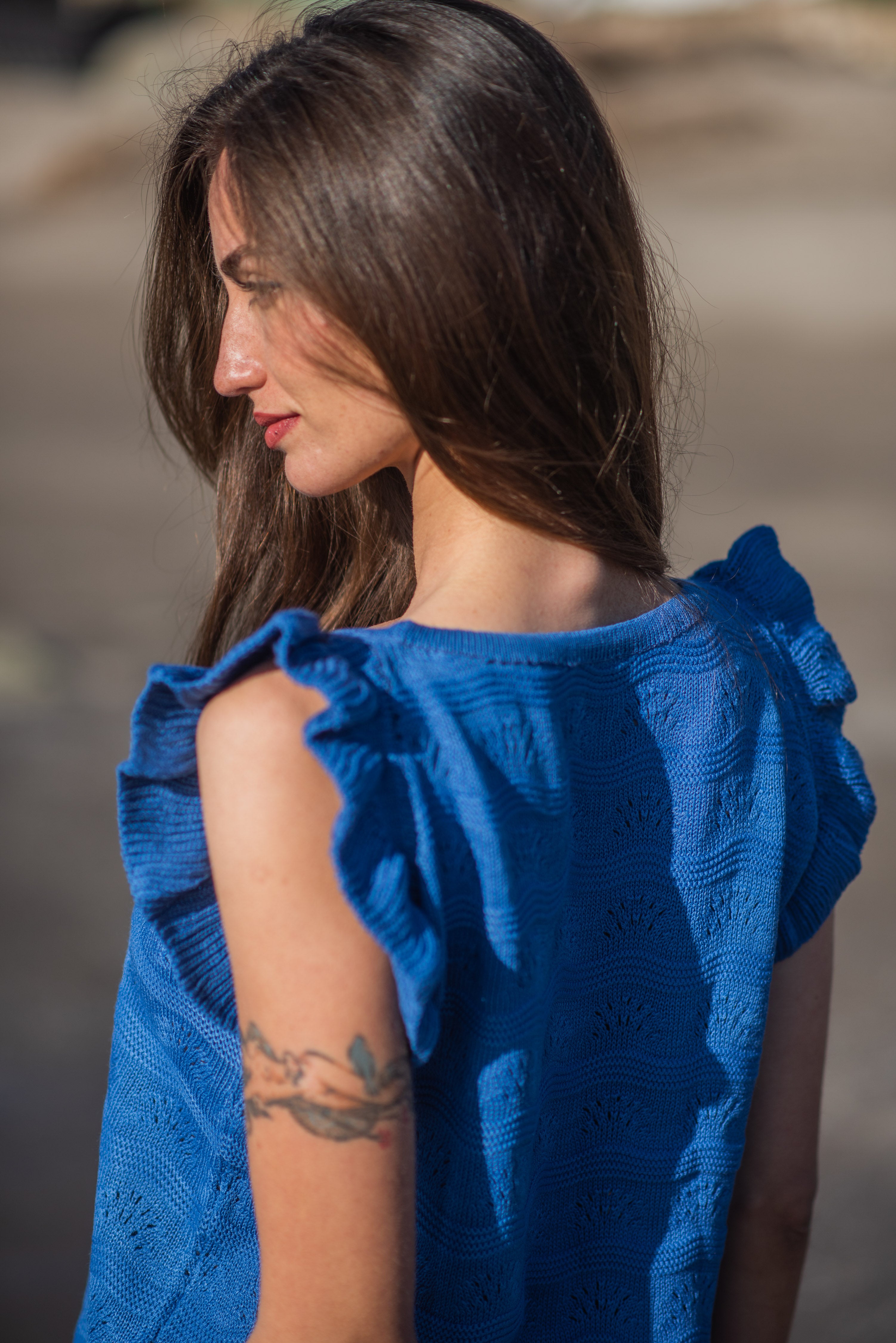 POLERA TEJIDA ABANICO