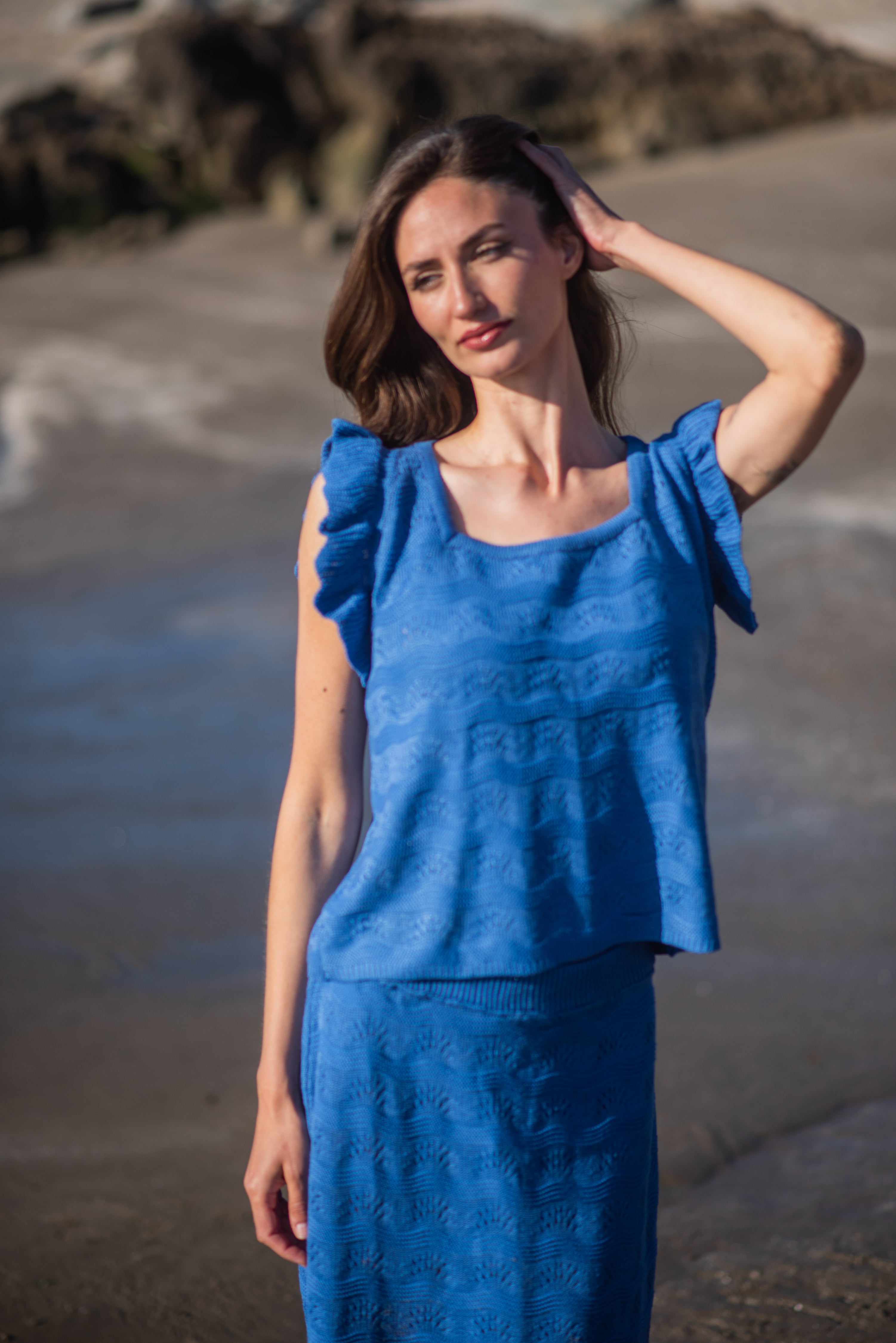 POLERA TEJIDA ABANICO