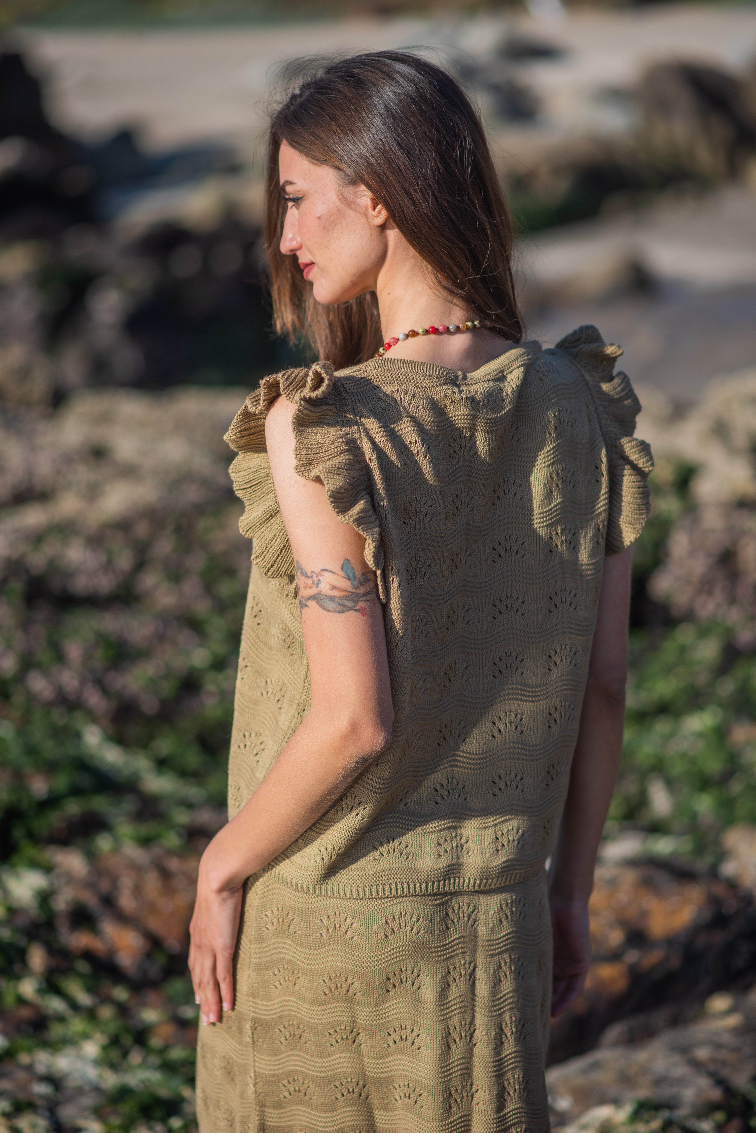 POLERA TEJIDA ABANICO