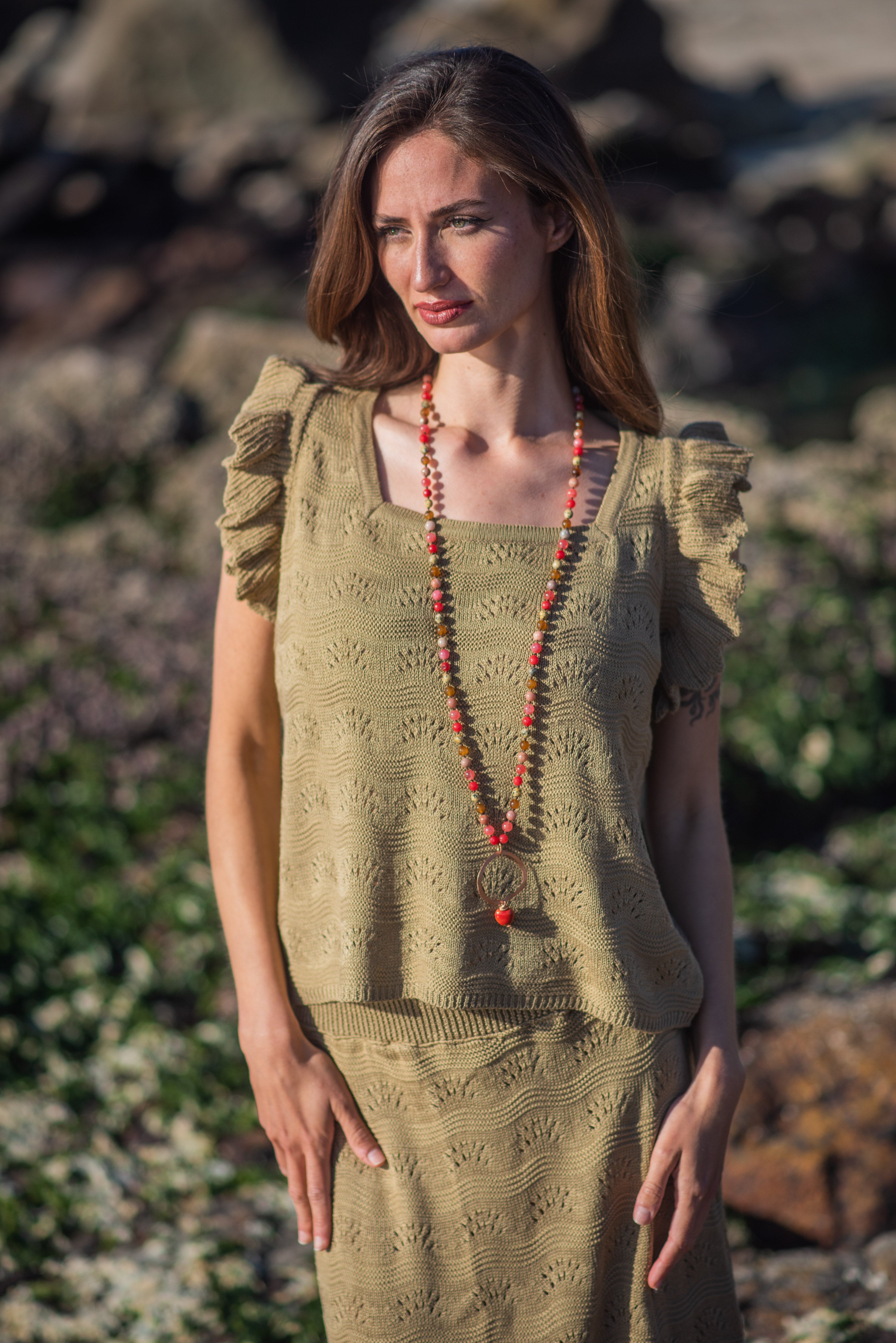 POLERA TEJIDA ABANICO