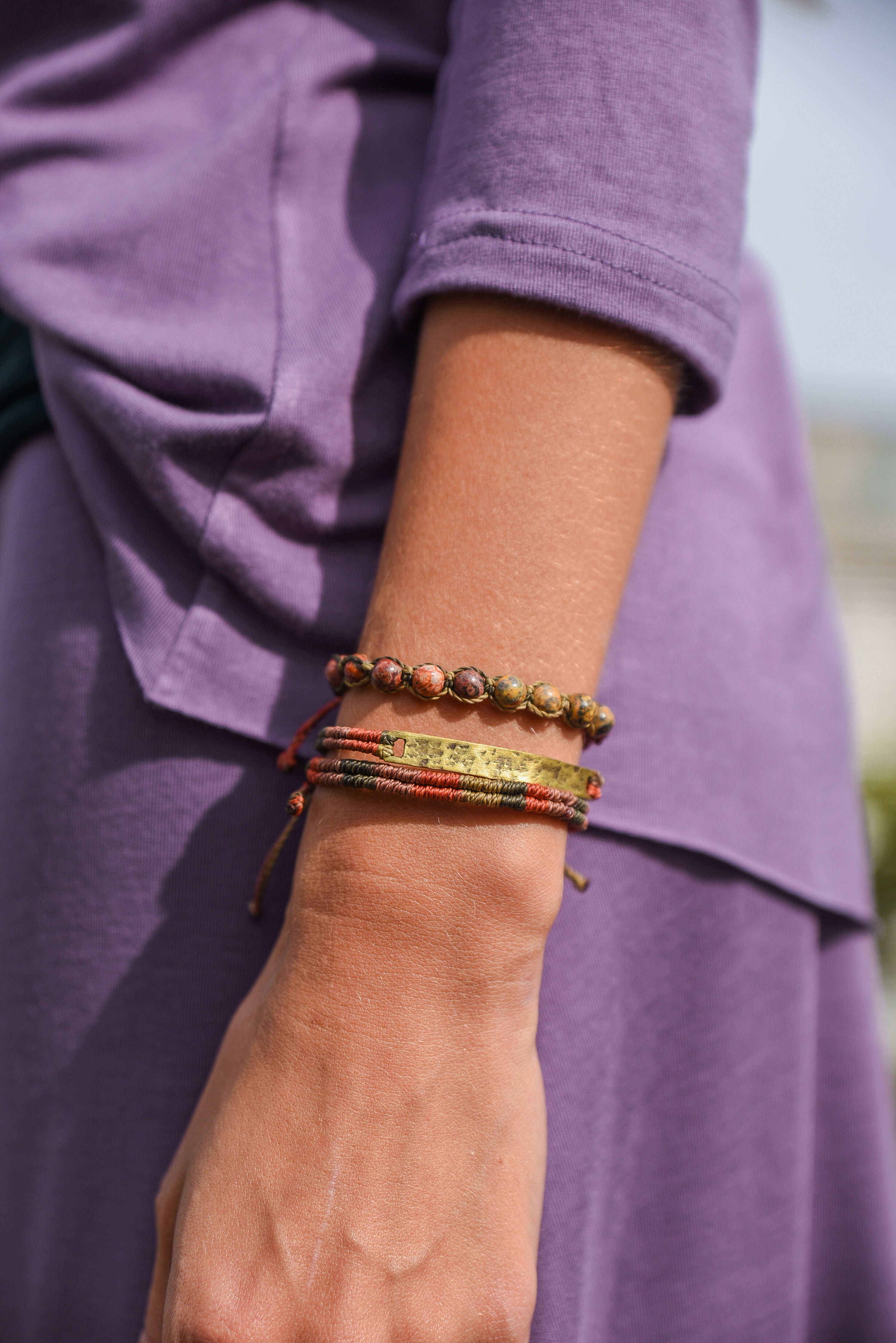 PULSERA PIEDRAS TUBO BRONCE