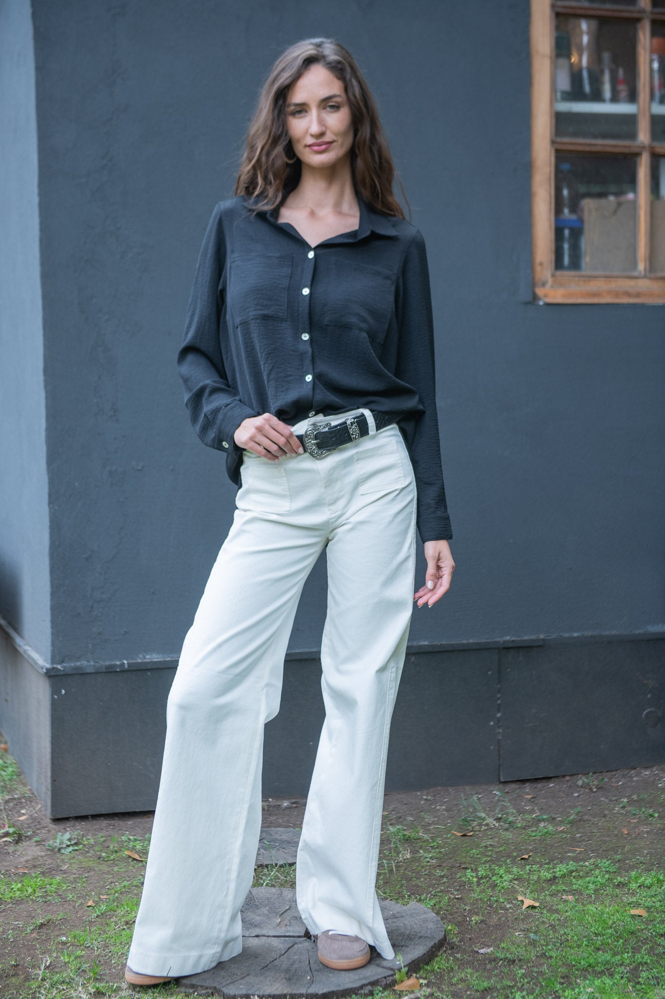 JEANS BOLSILLO CREMA