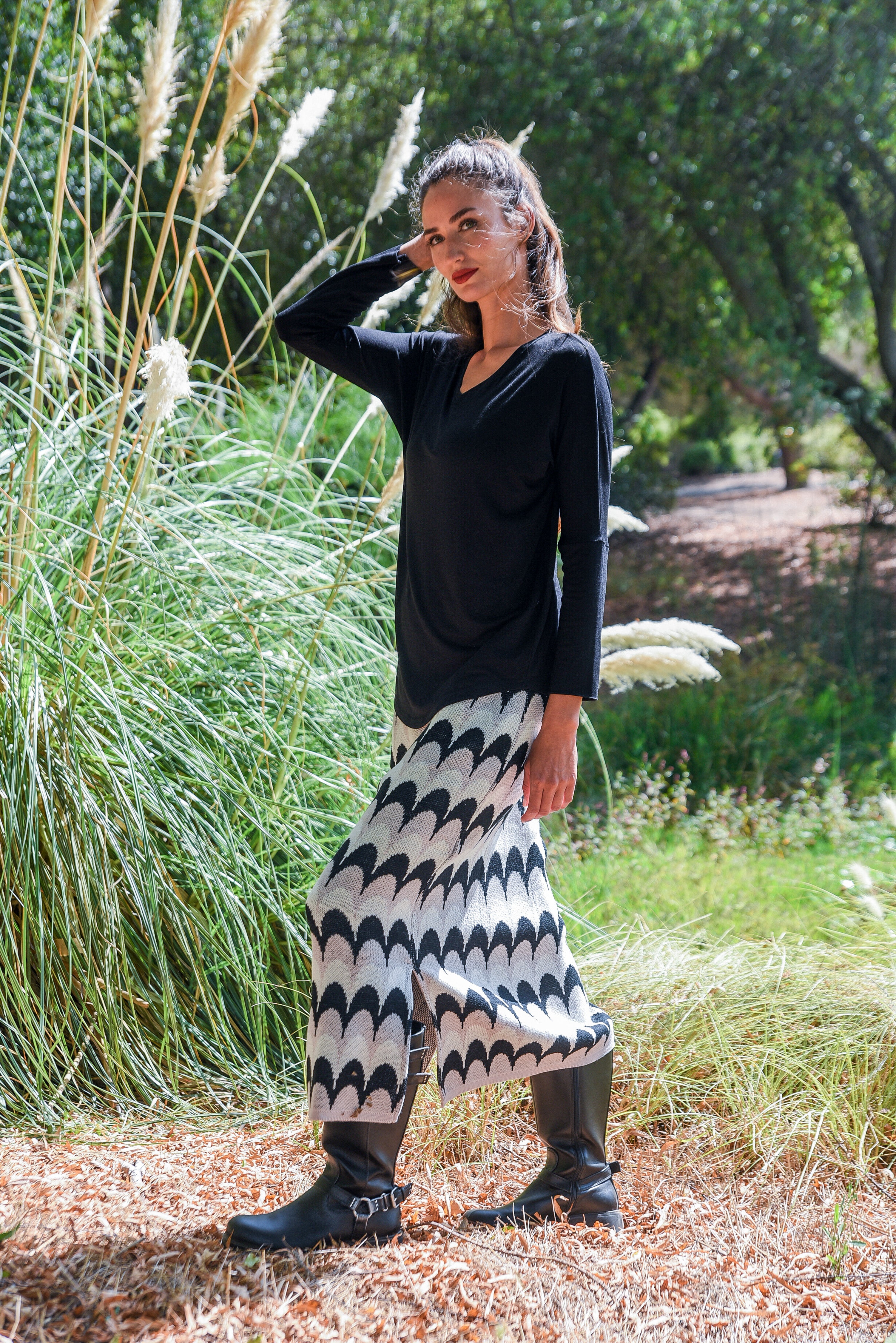 POLLERA TEJIDA ONDAS