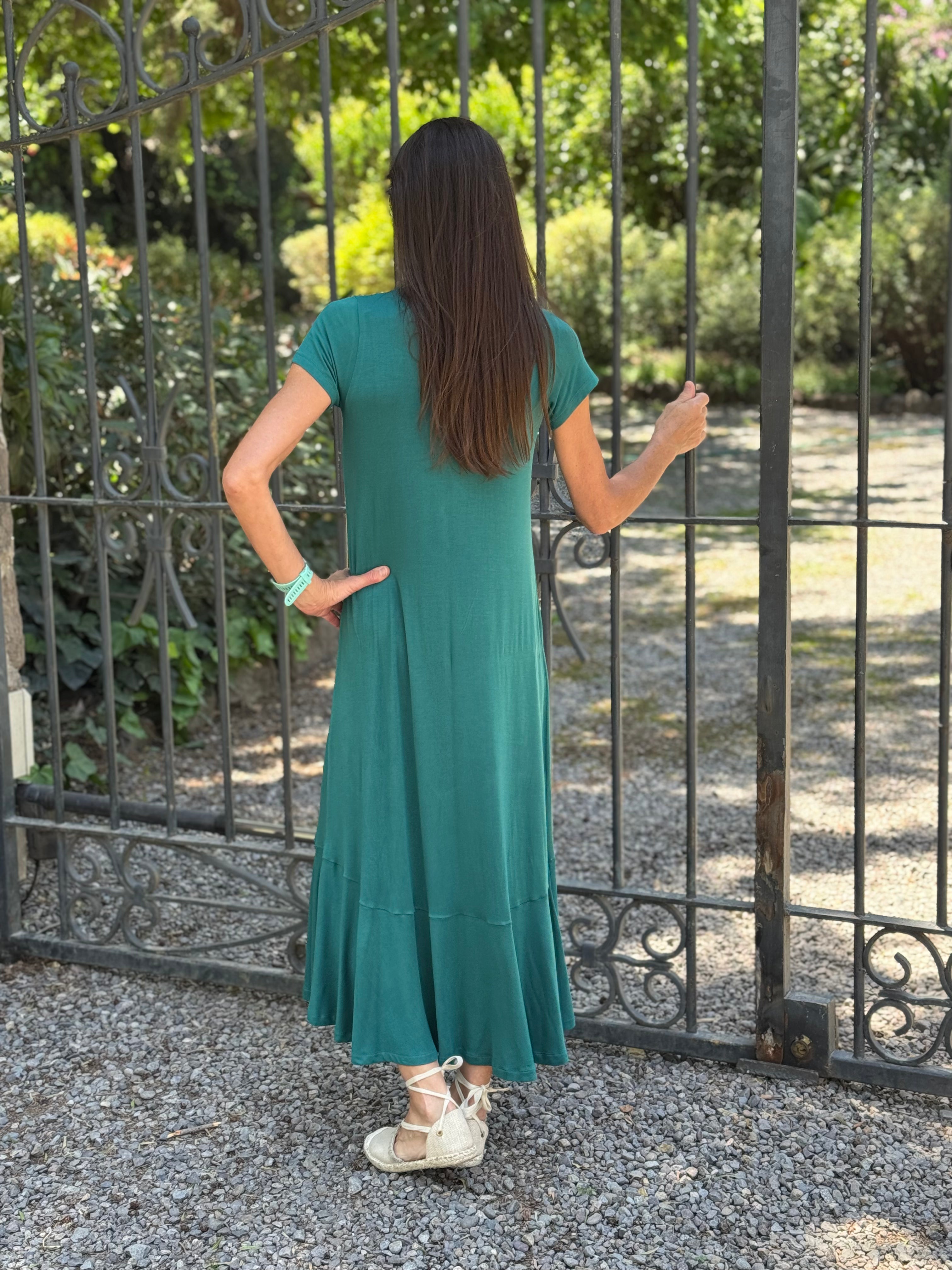 VESTIDO LUISA MANGA CORTA PETRÓLEO