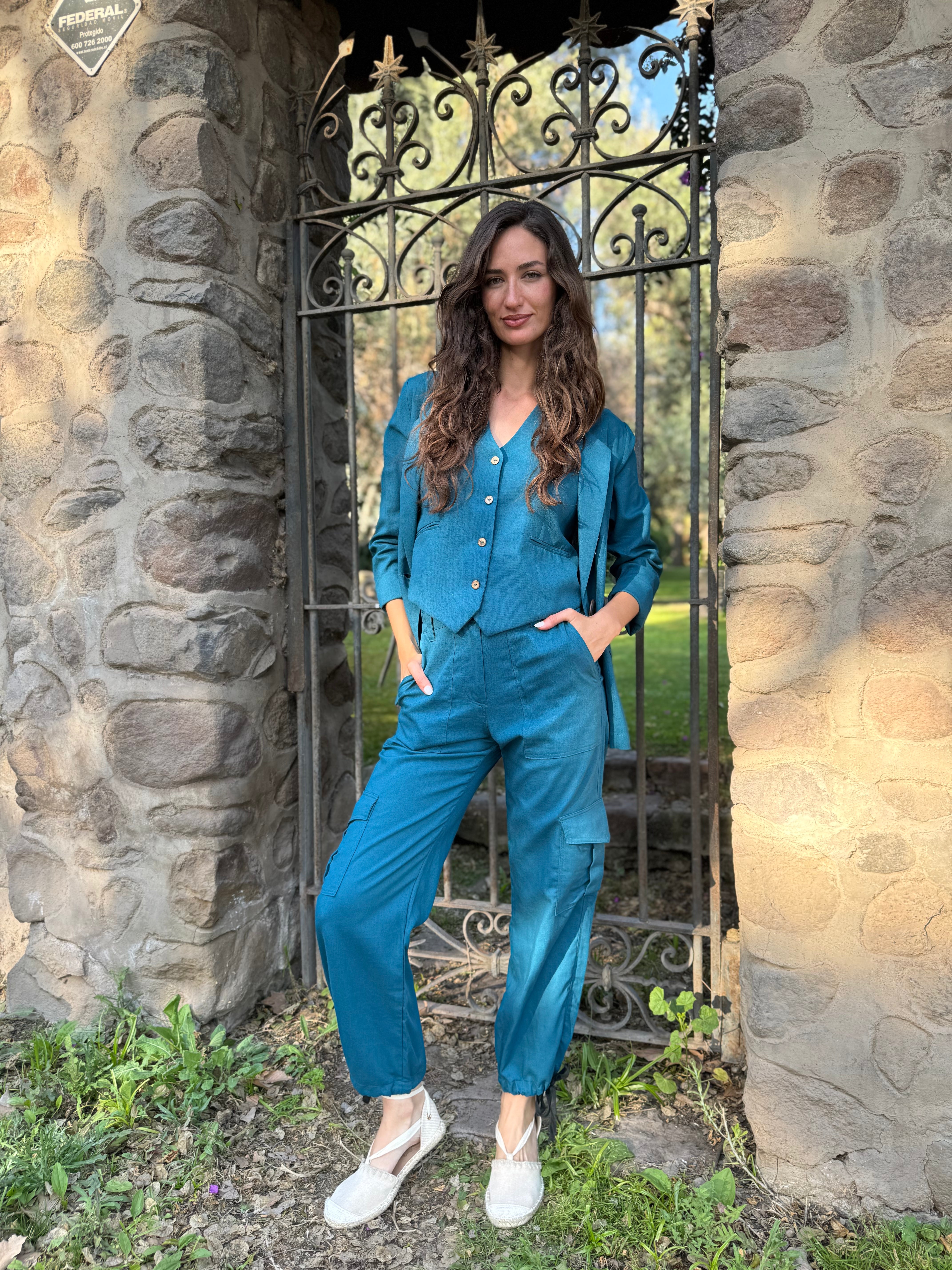 PANTALÓN LINO CARGO PETRÓLEO