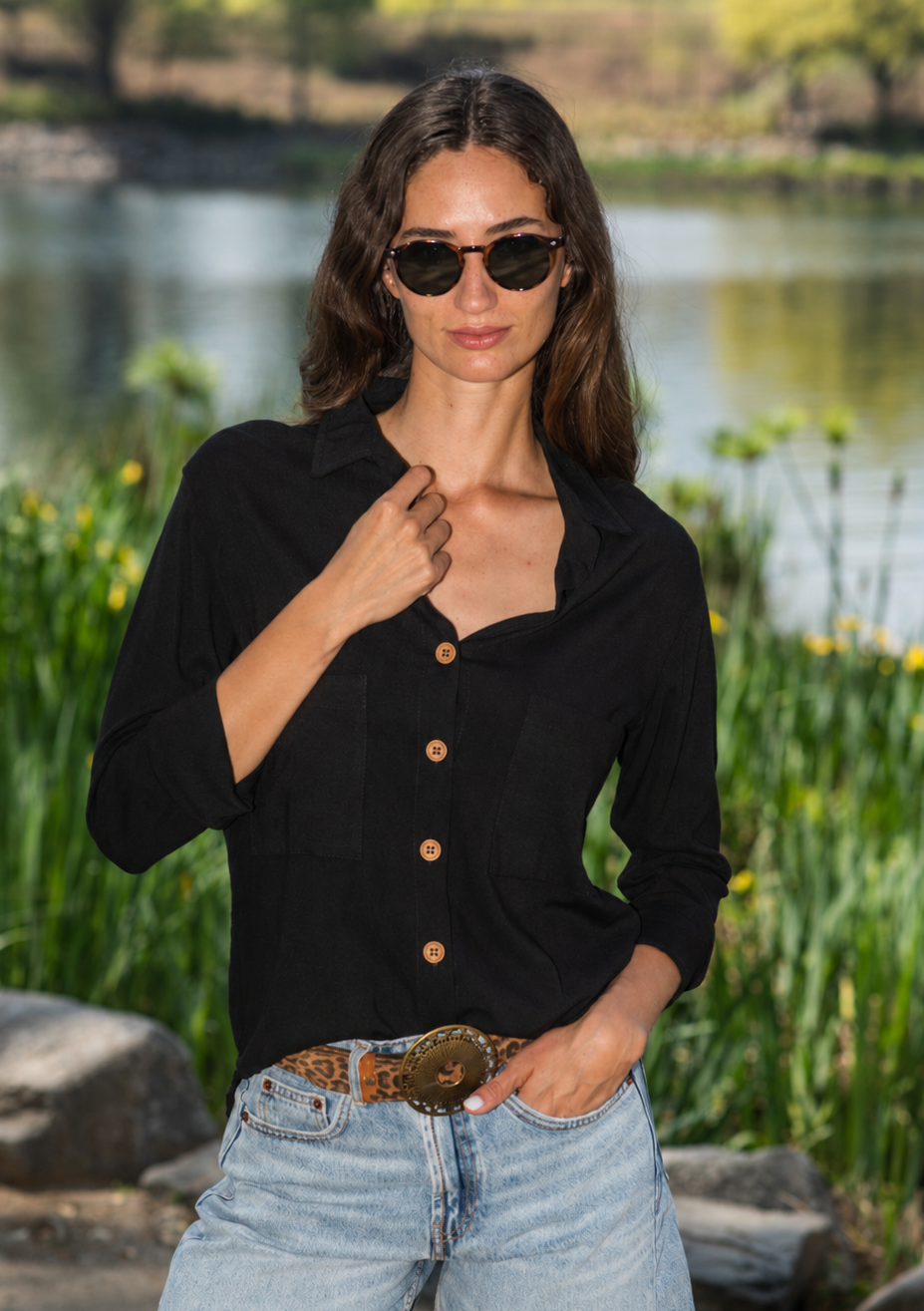 BLUSA BOLSILLO NEGRO