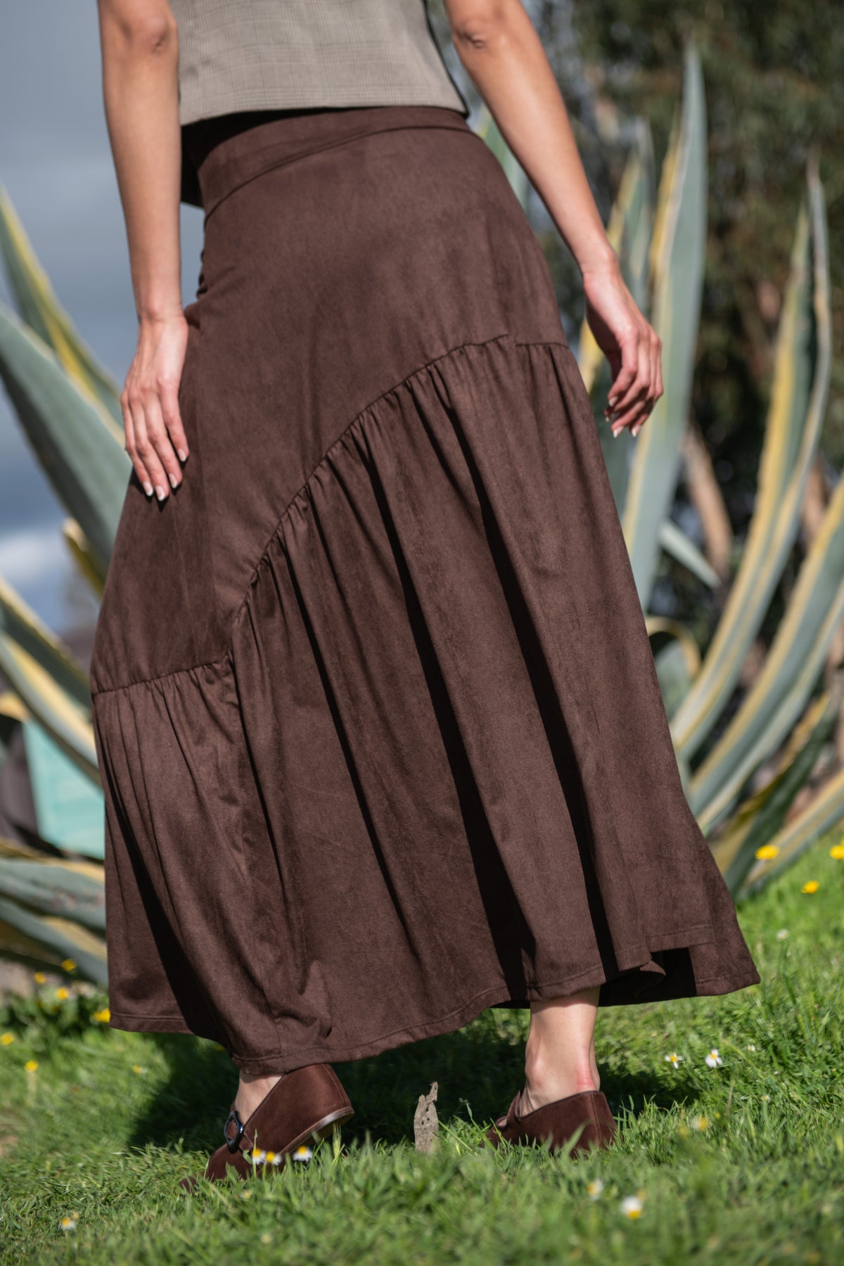 POLLERA GAMUZA CAFÉ