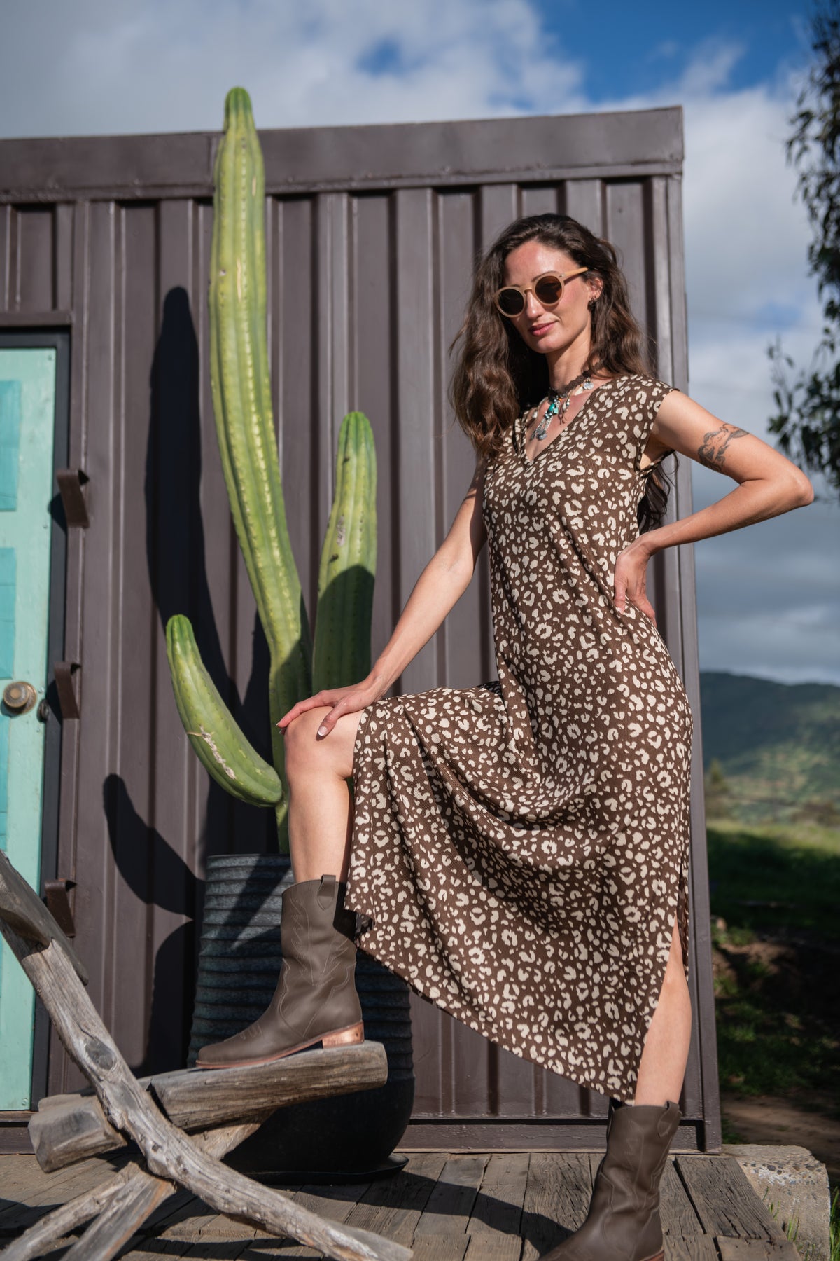 VESTIDO LEOPARDO CAFÉ