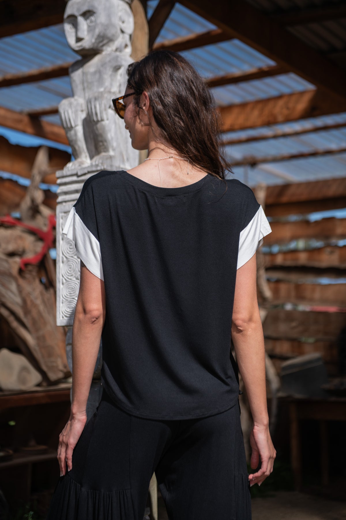 POLERA MANGA BICOLOR ALGODÓN