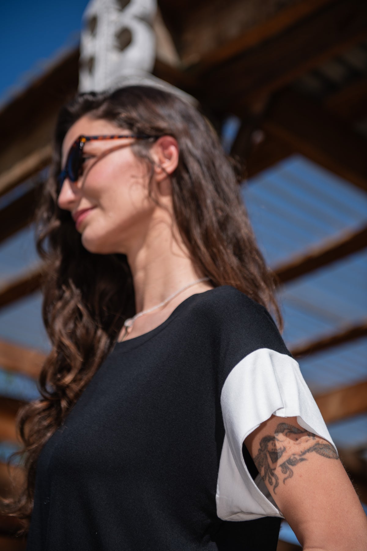 POLERA MANGA BICOLOR ALGODÓN