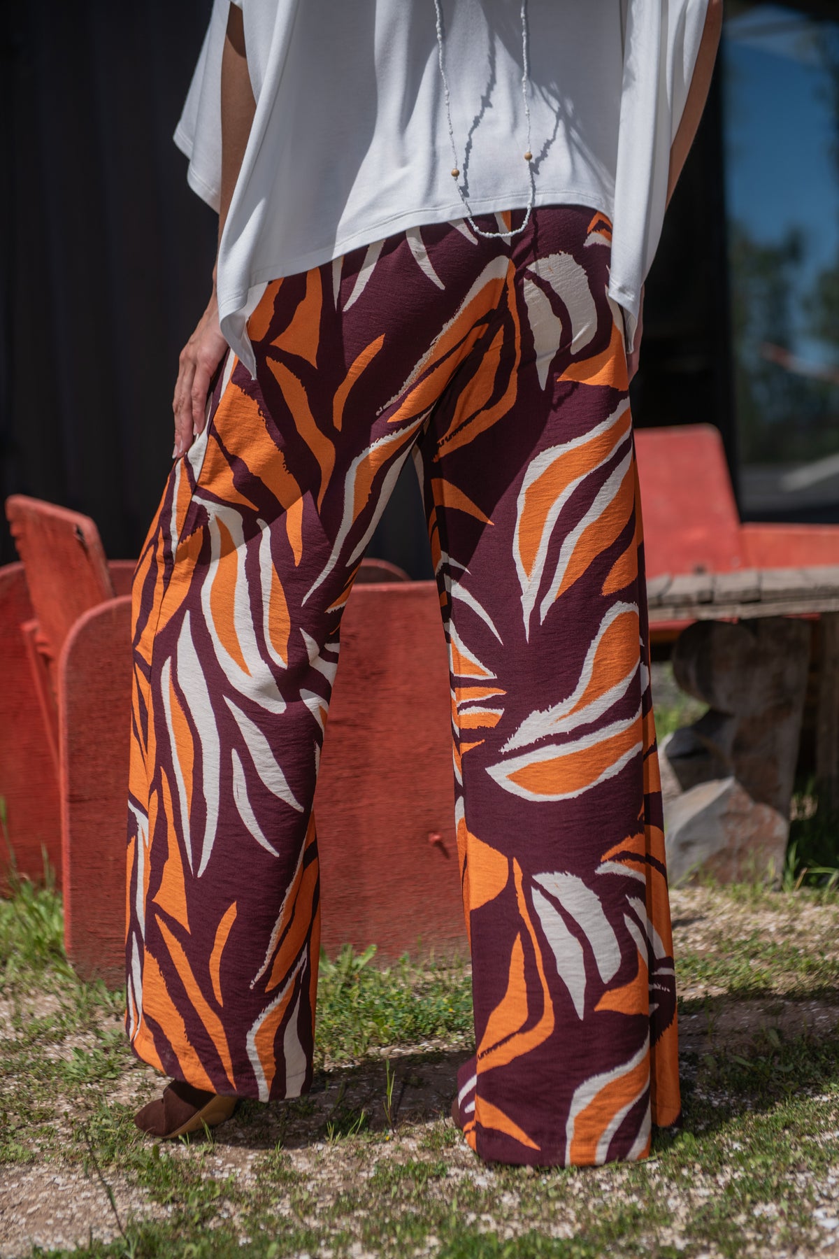 PANTALÓN DOMINGA ESTAMPADO NARANJO