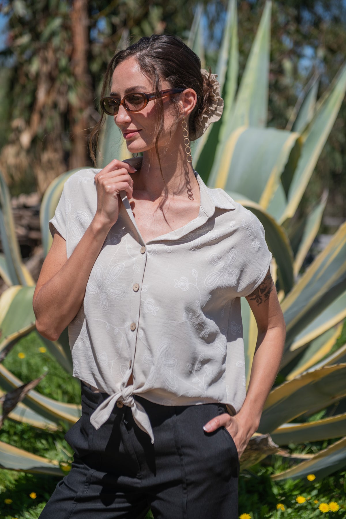 BLUSA NUDO PRIMAVERA BEIGE