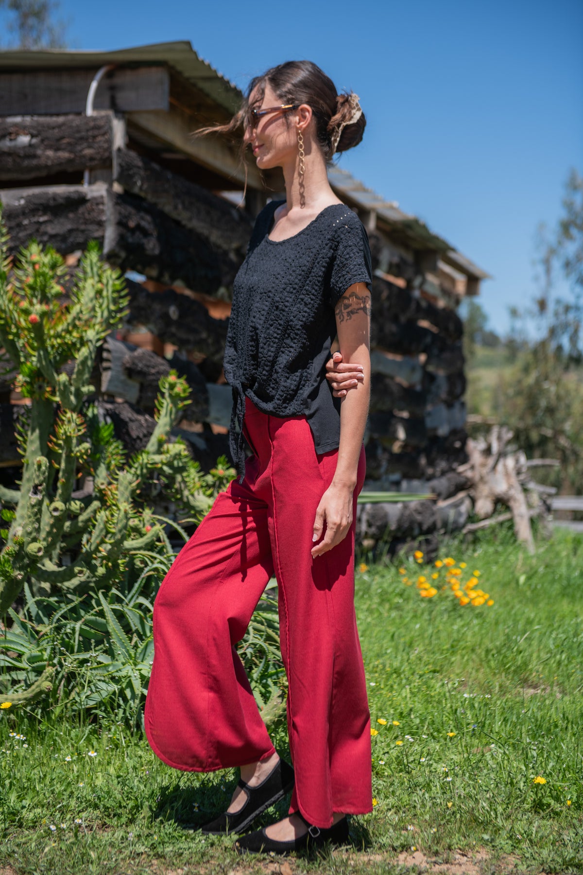 PANTALÓN LINO BEA ROJO ITALIANO