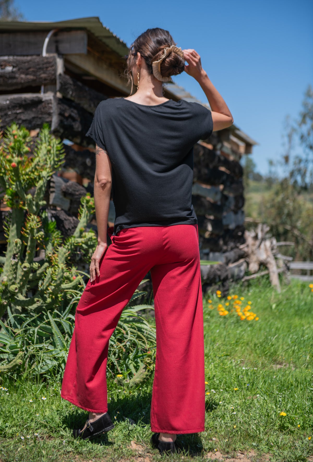 PANTALÓN LINO BEA ROJO ITALIANO