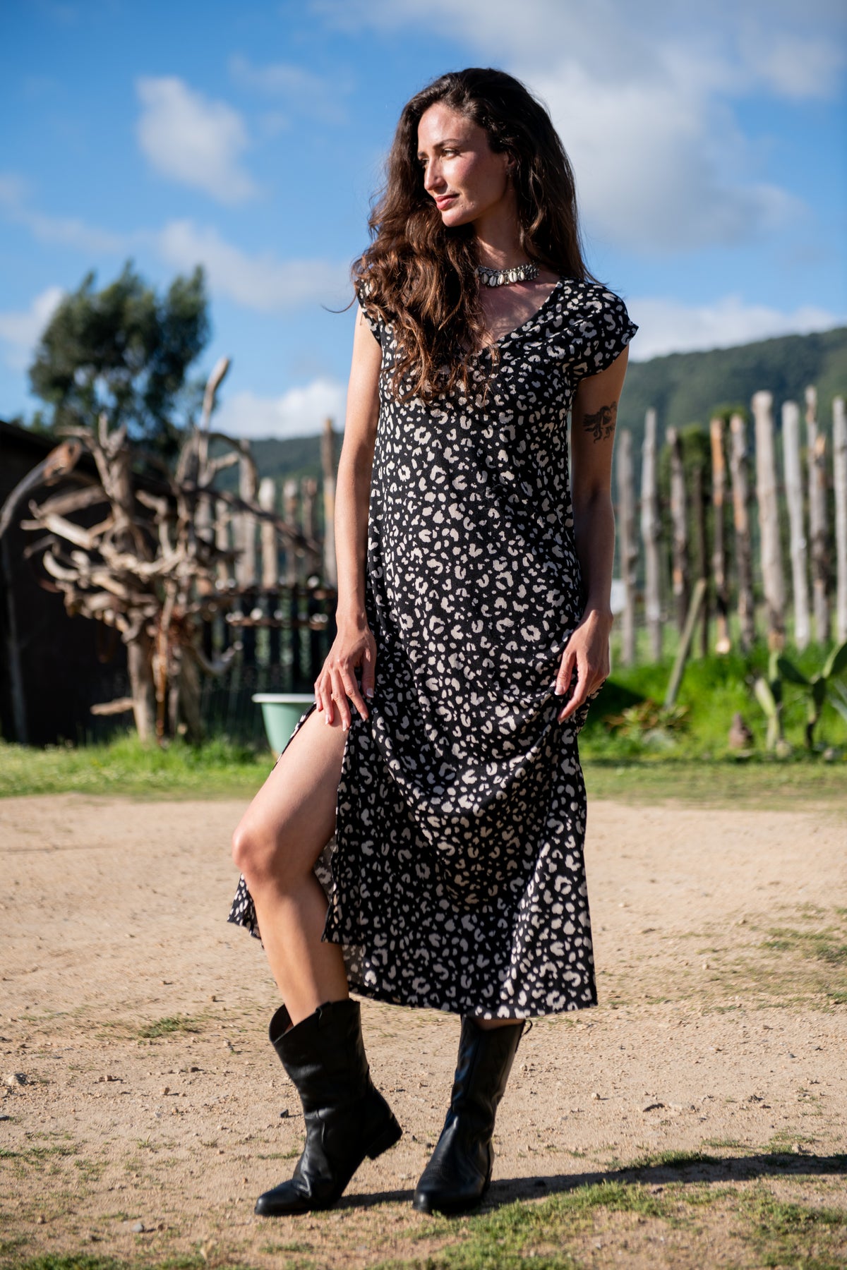 VESTIDO LEOPARDO NEGRO