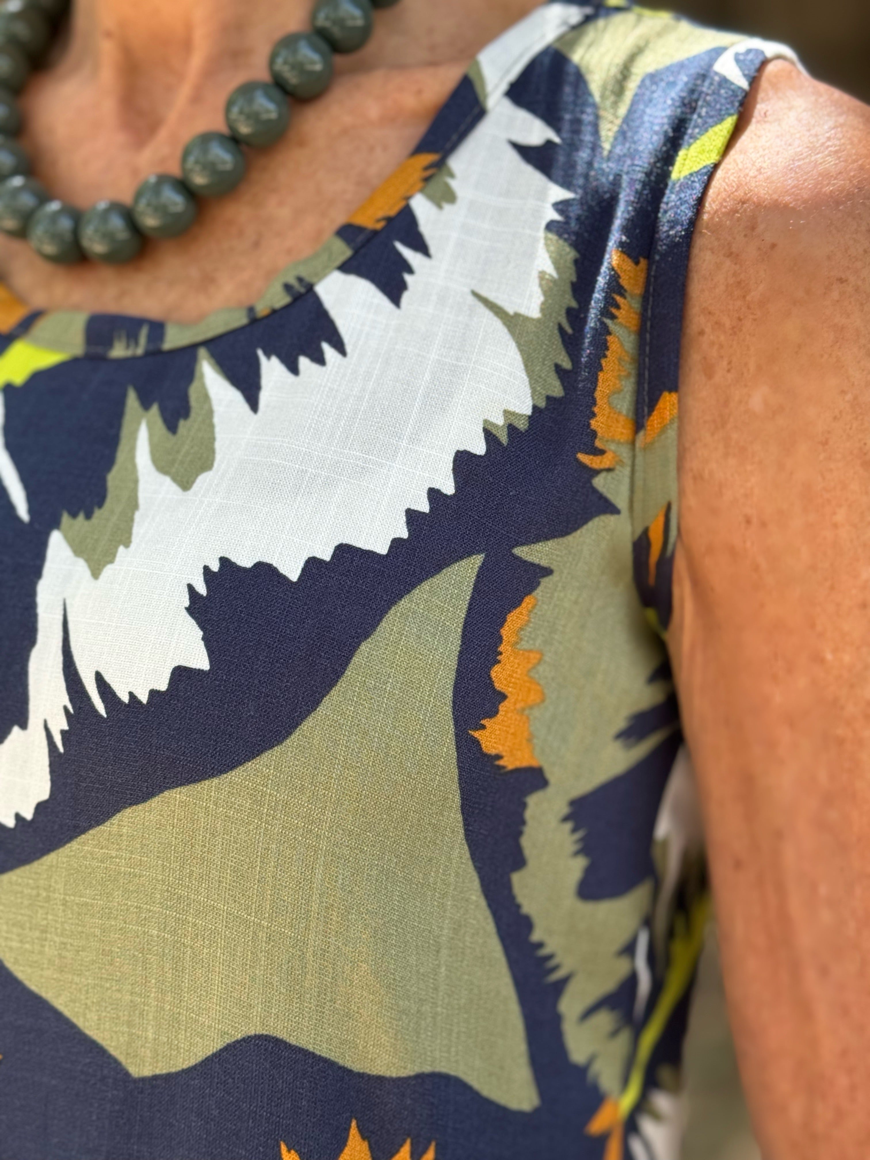 VESTIDO ISA ESTAMPADO AZUL MARINO