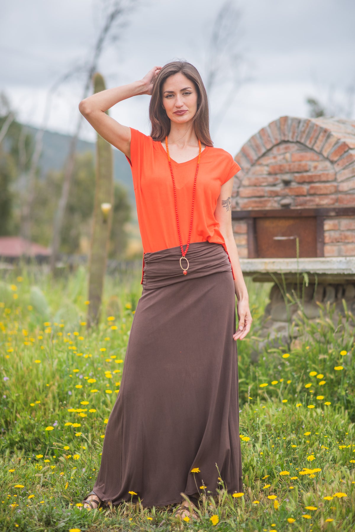 FALDA ROSITA ALGODÓN CAFÉ