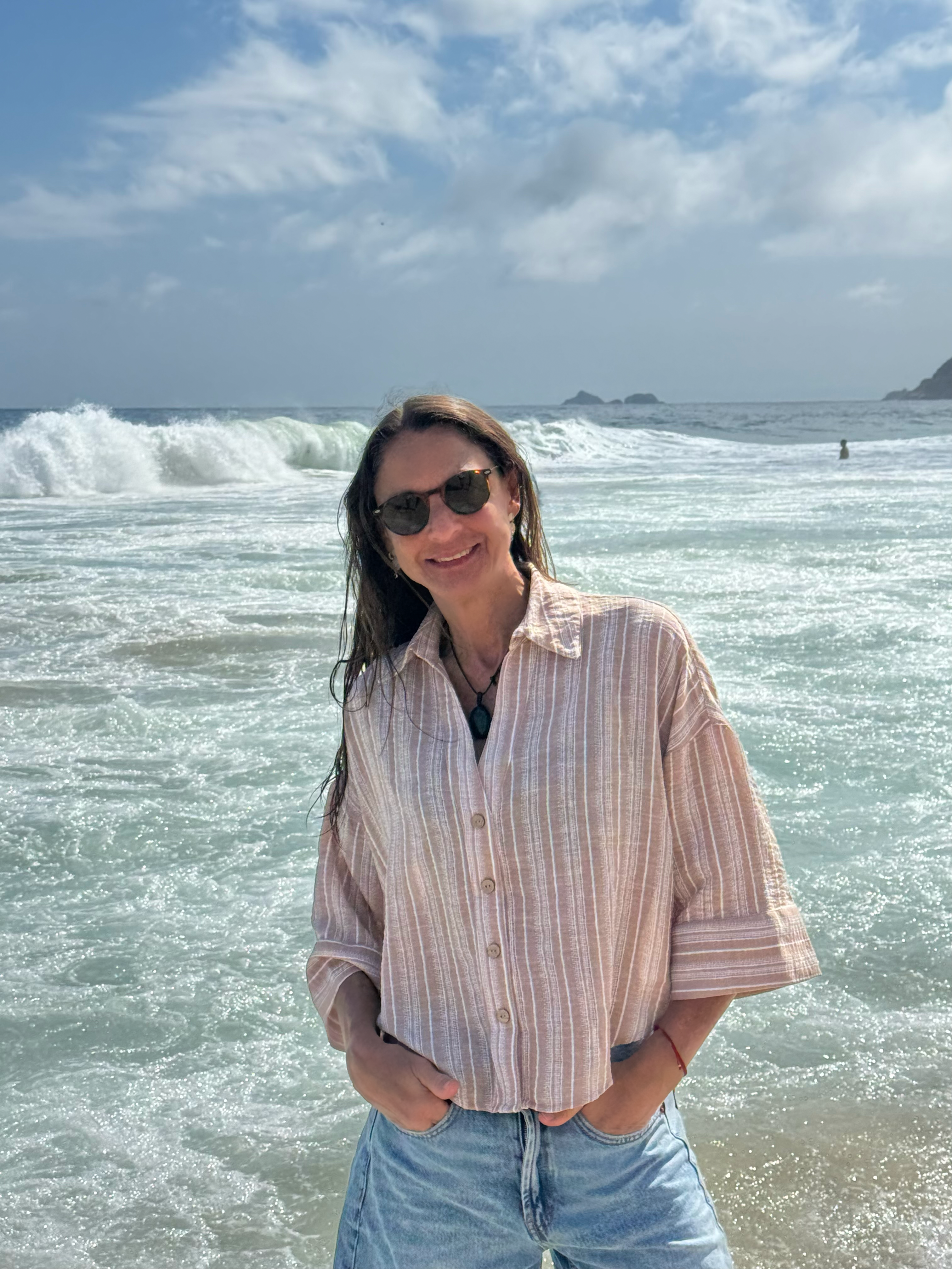 BLUSA SARA RAYADA BEIGE