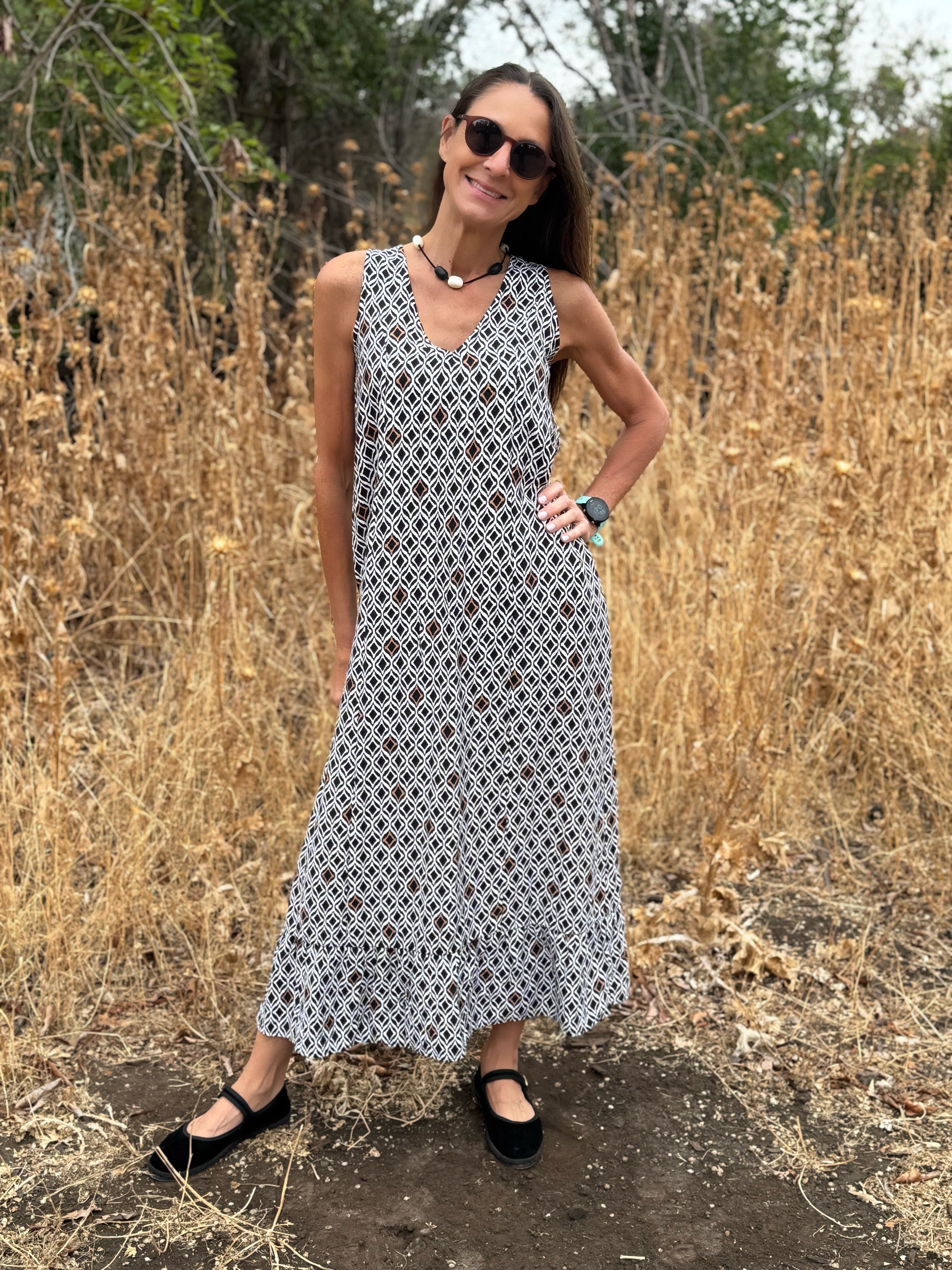 VESTIDO ORQUÍDEA GEOMÉTRICO