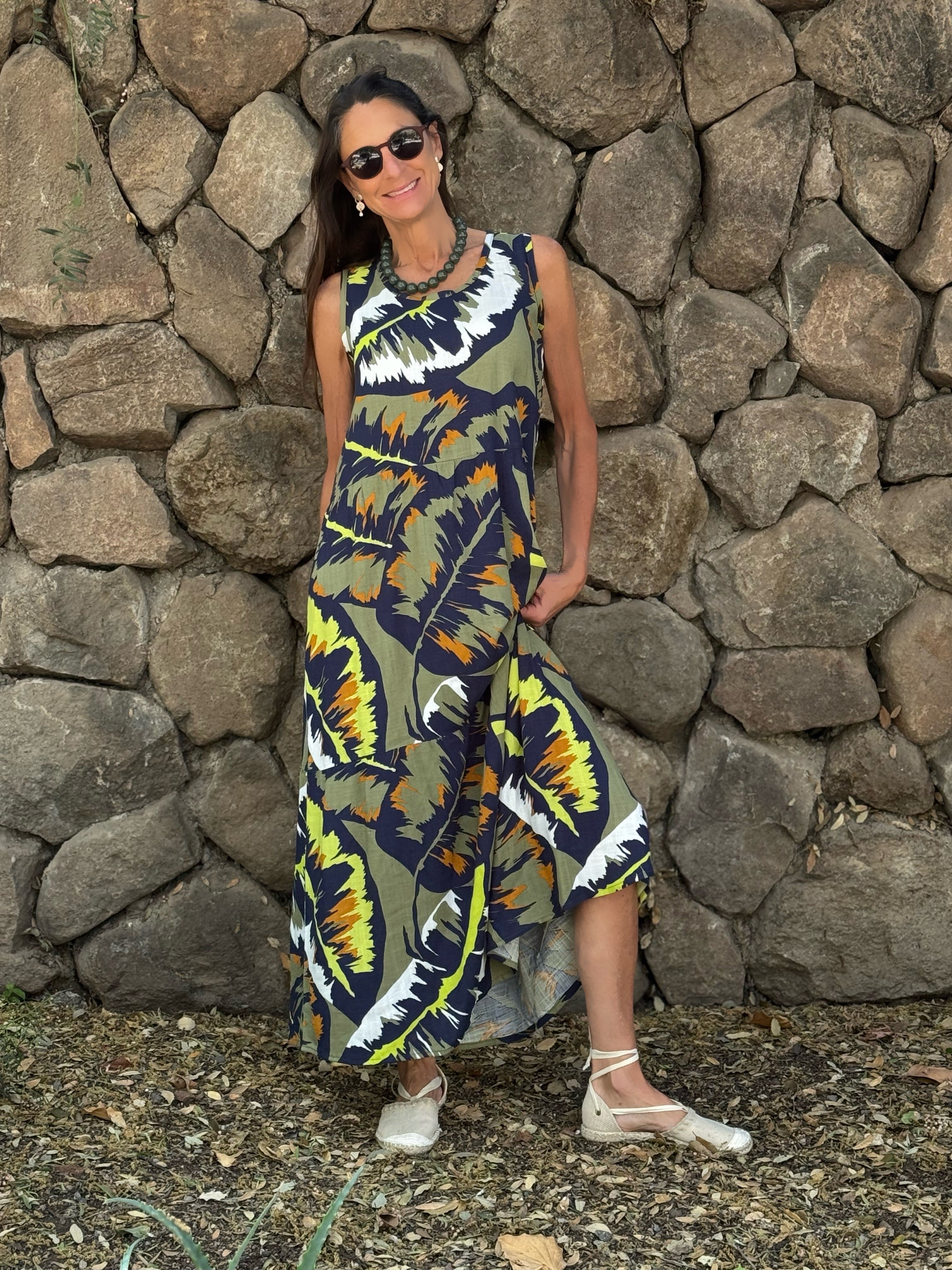 VESTIDO ISA ESTAMPADO AZUL MARINO