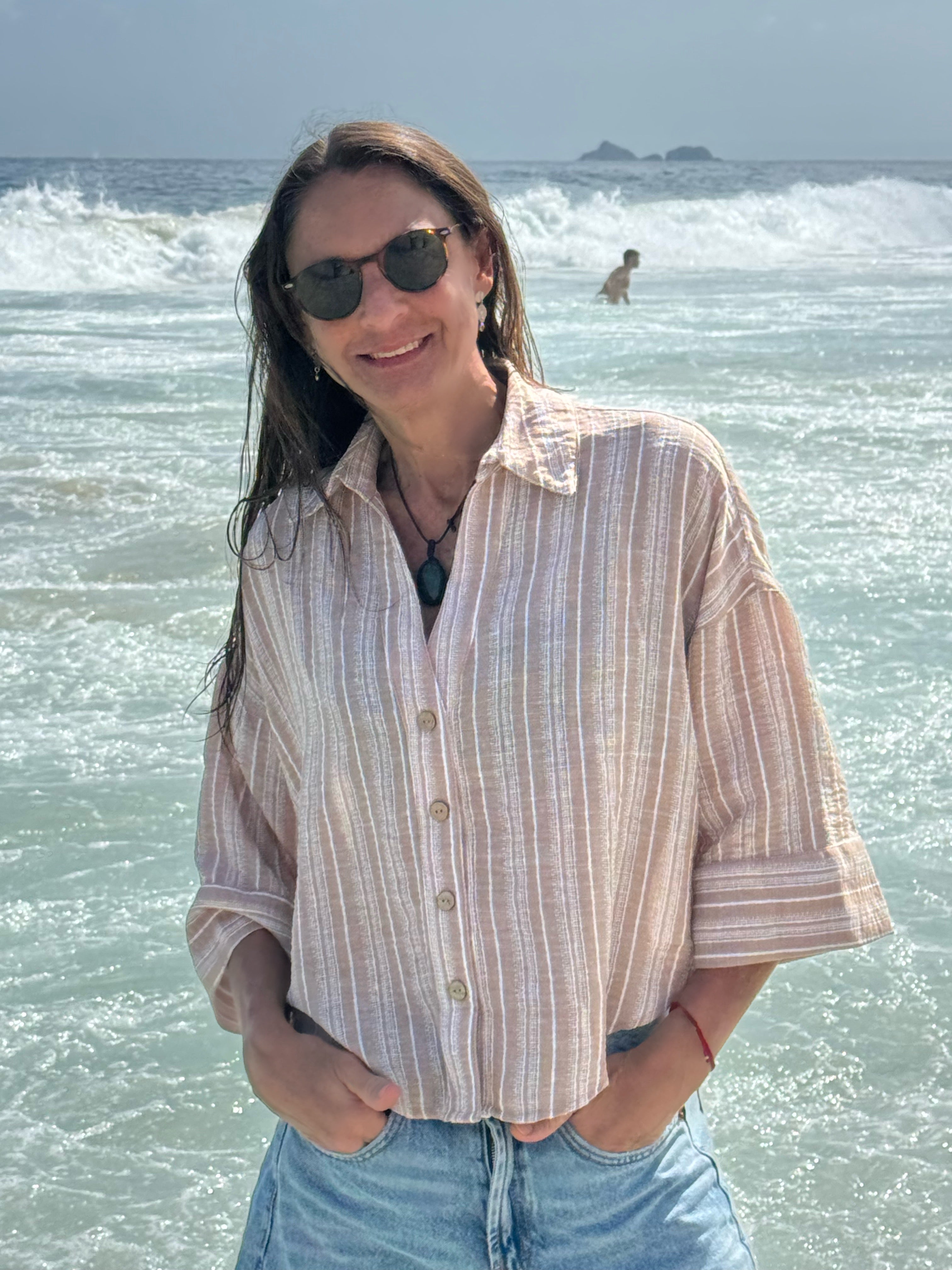 BLUSA SARA RAYADA BEIGE