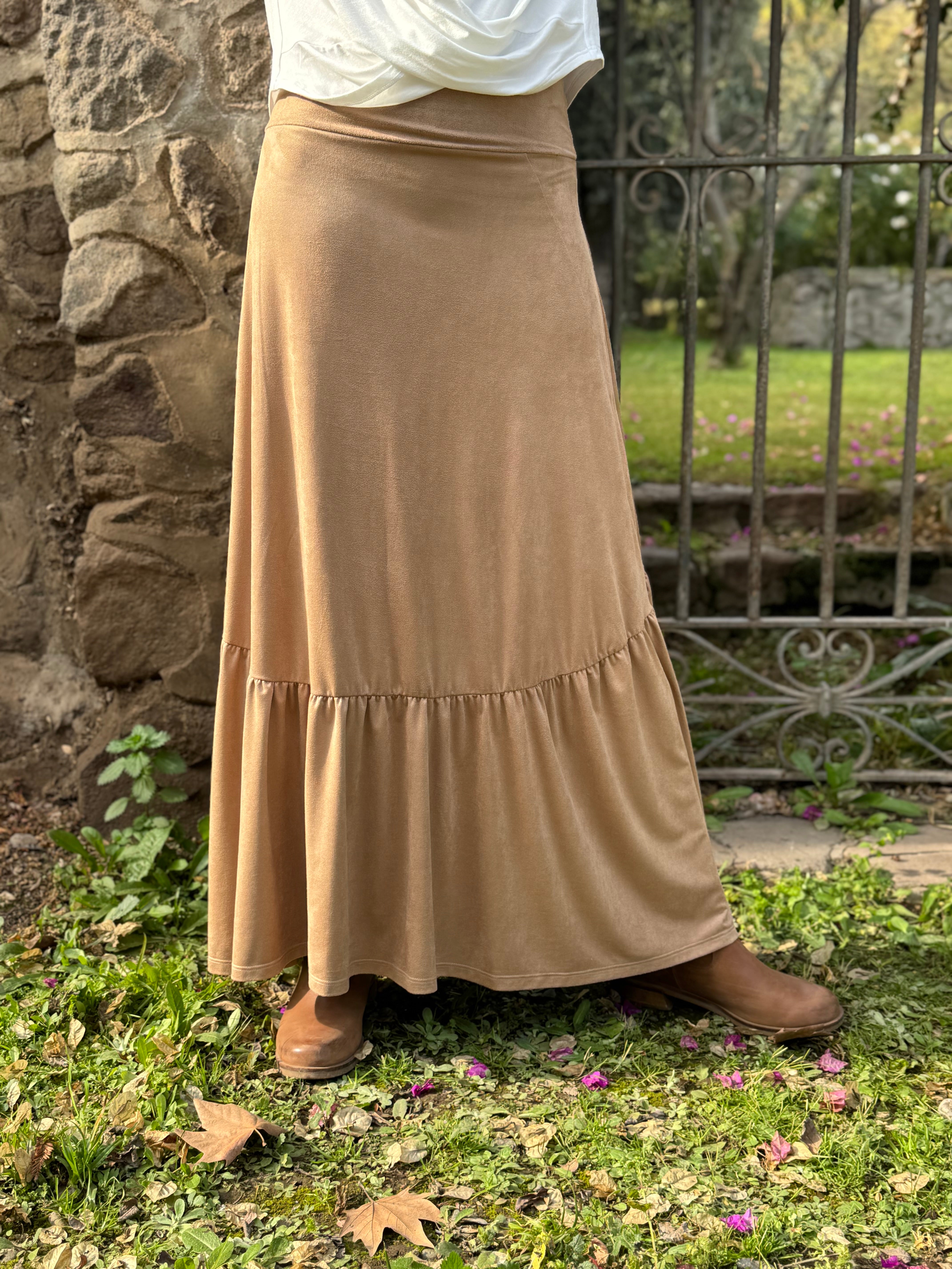 POLLERA GAMUZA BEIGE