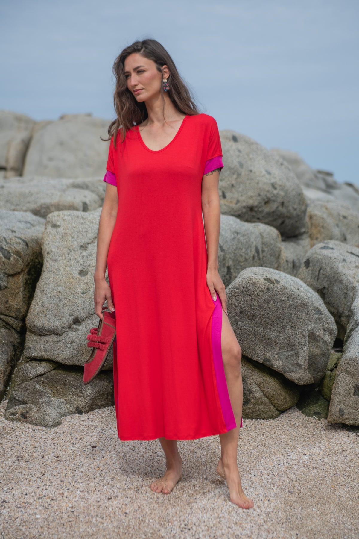 VESTIDO FLORIANAPOLIS 27 ROJO-FUCSIA